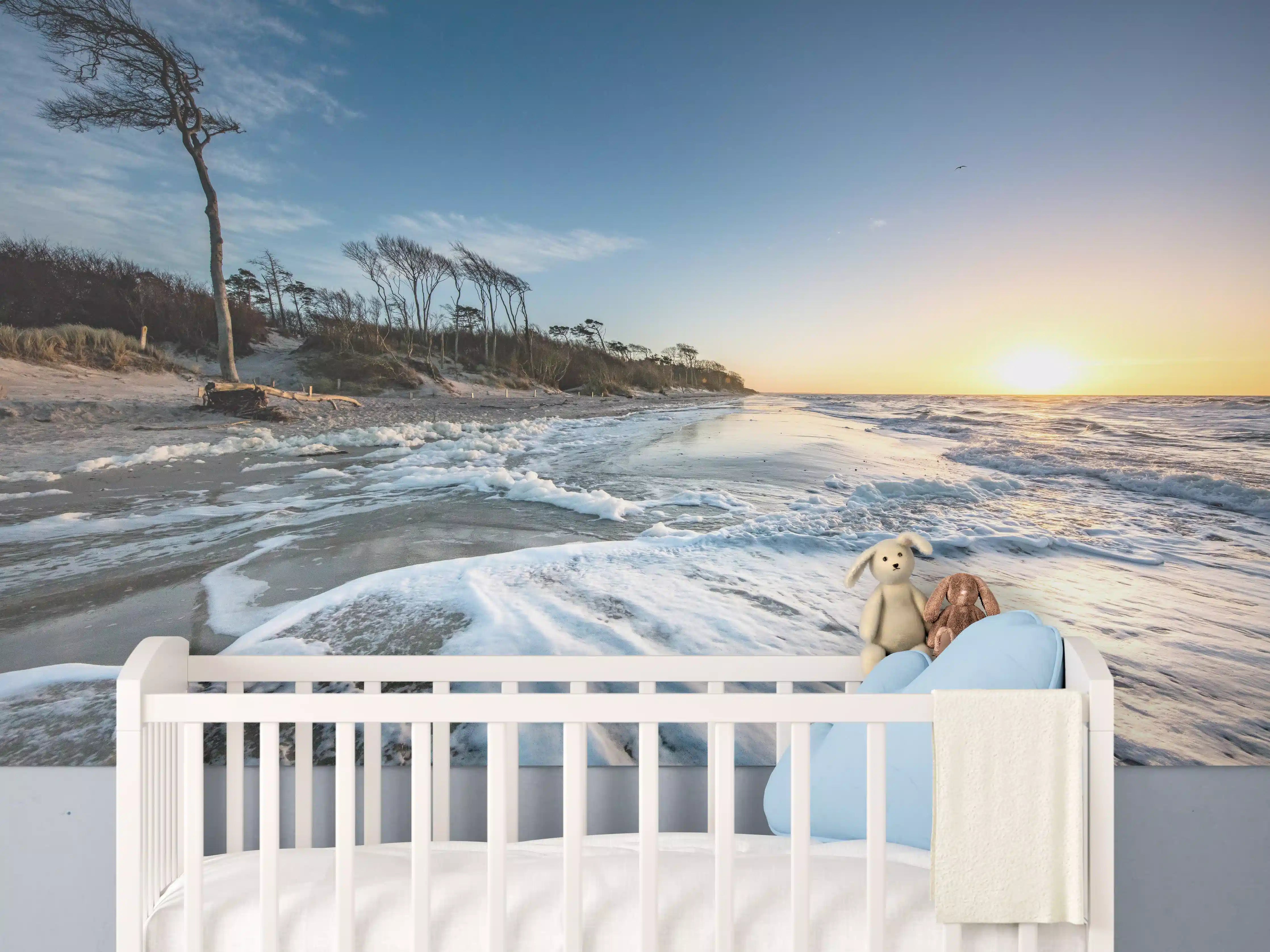 Babyzimmer Wandgestaltung - Strand in Rügen bei Sonnenaufgang