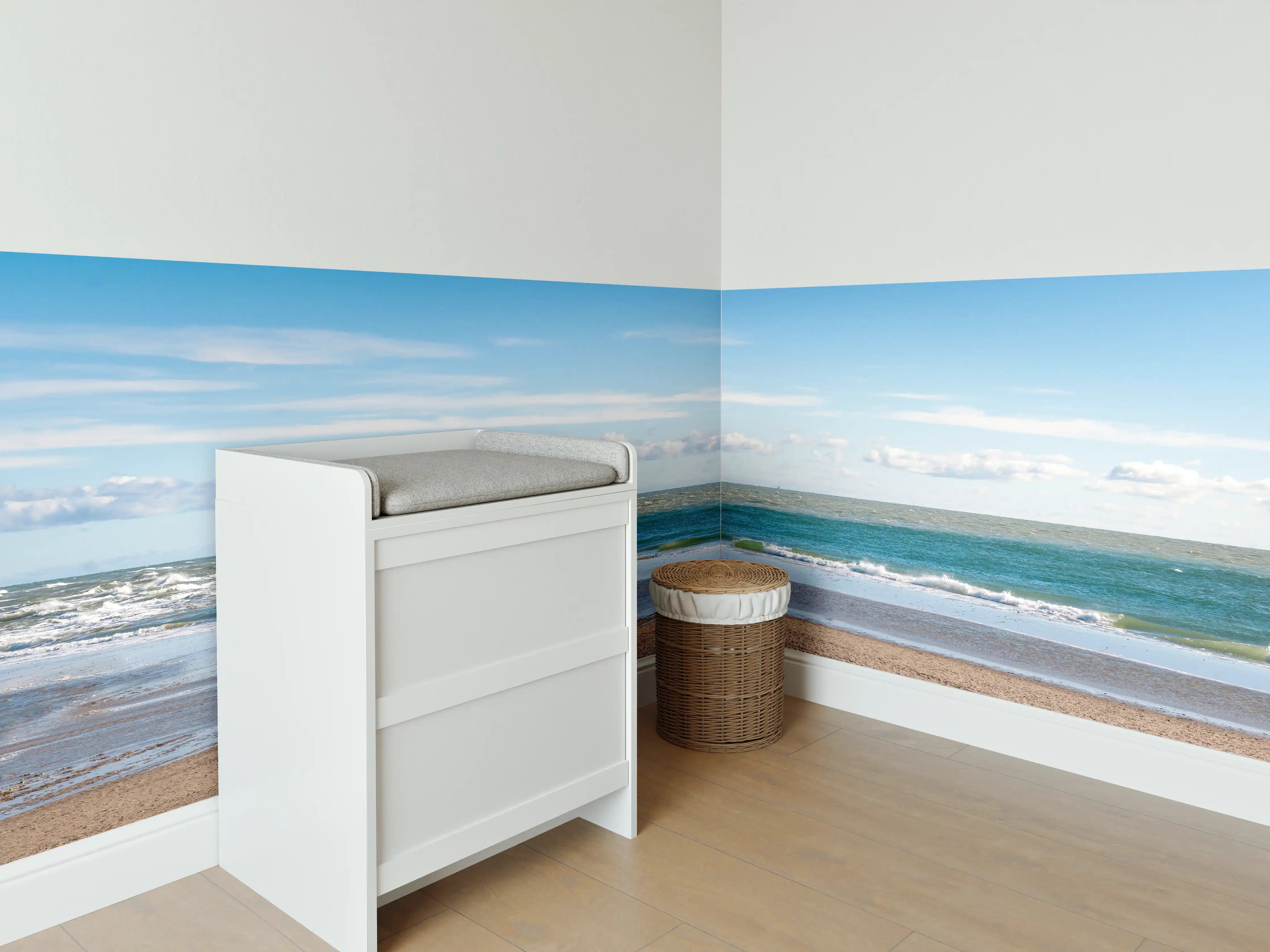 Babyzimmer Wandgestaltung - Strand und Meer bei Sonnenaufgang