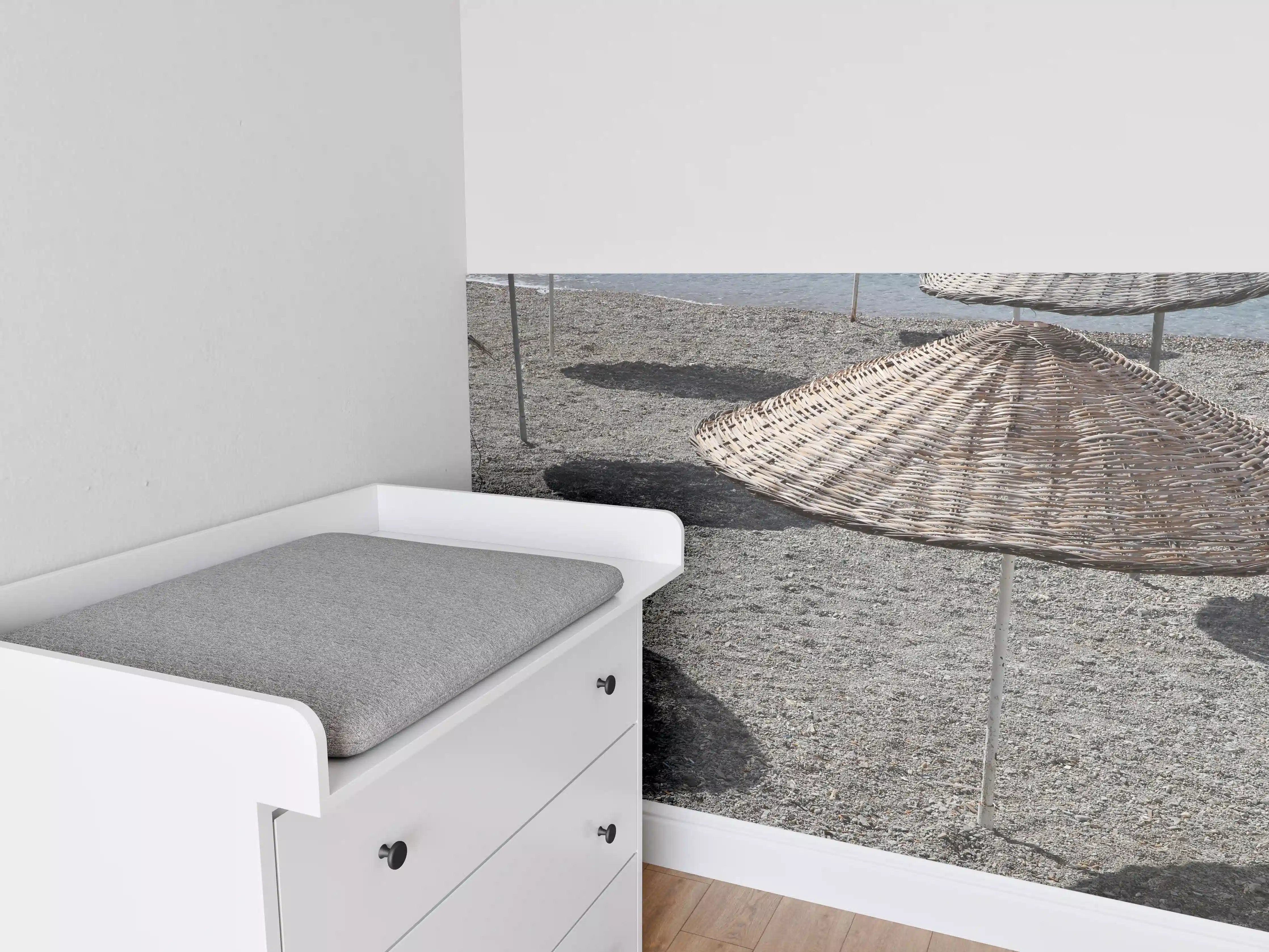 Babyzimmer Wandgestaltung - Strandidylle mit Schattenplätzen