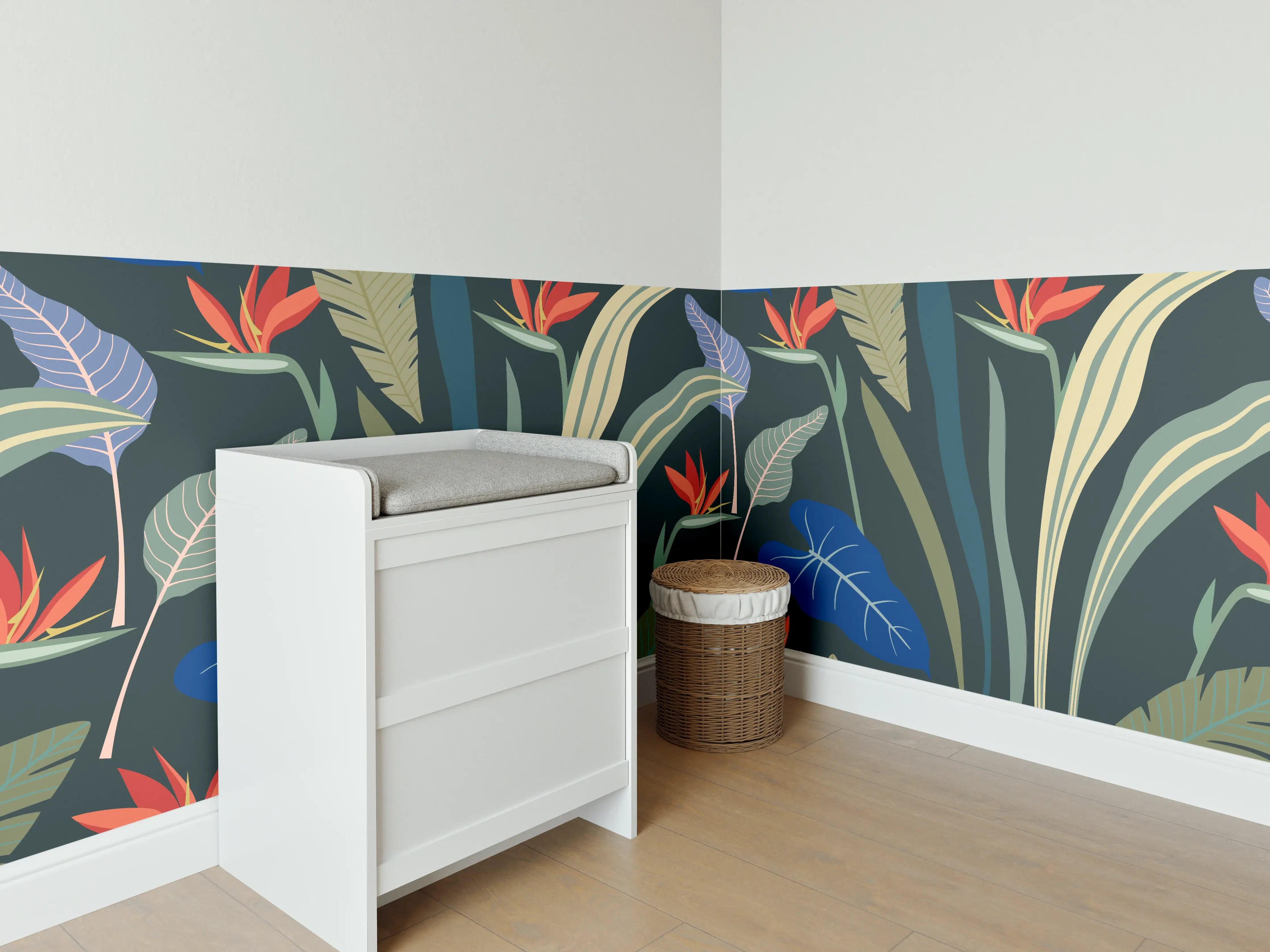 Babyzimmer Wandgestaltung - Strelitzia Tropische Blütenpracht