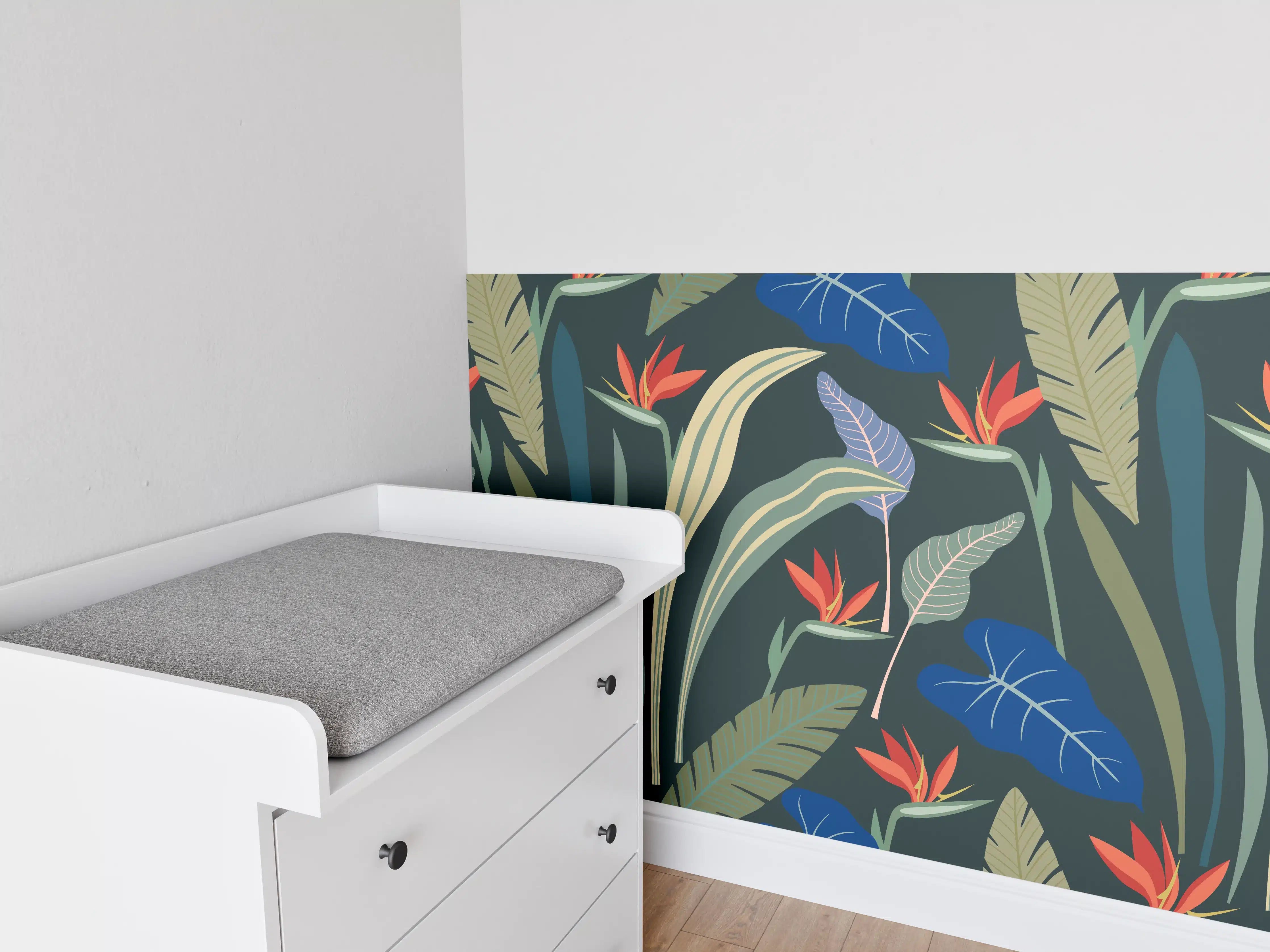 Babyzimmer Wandgestaltung - Strelitzia Tropische Blütenpracht