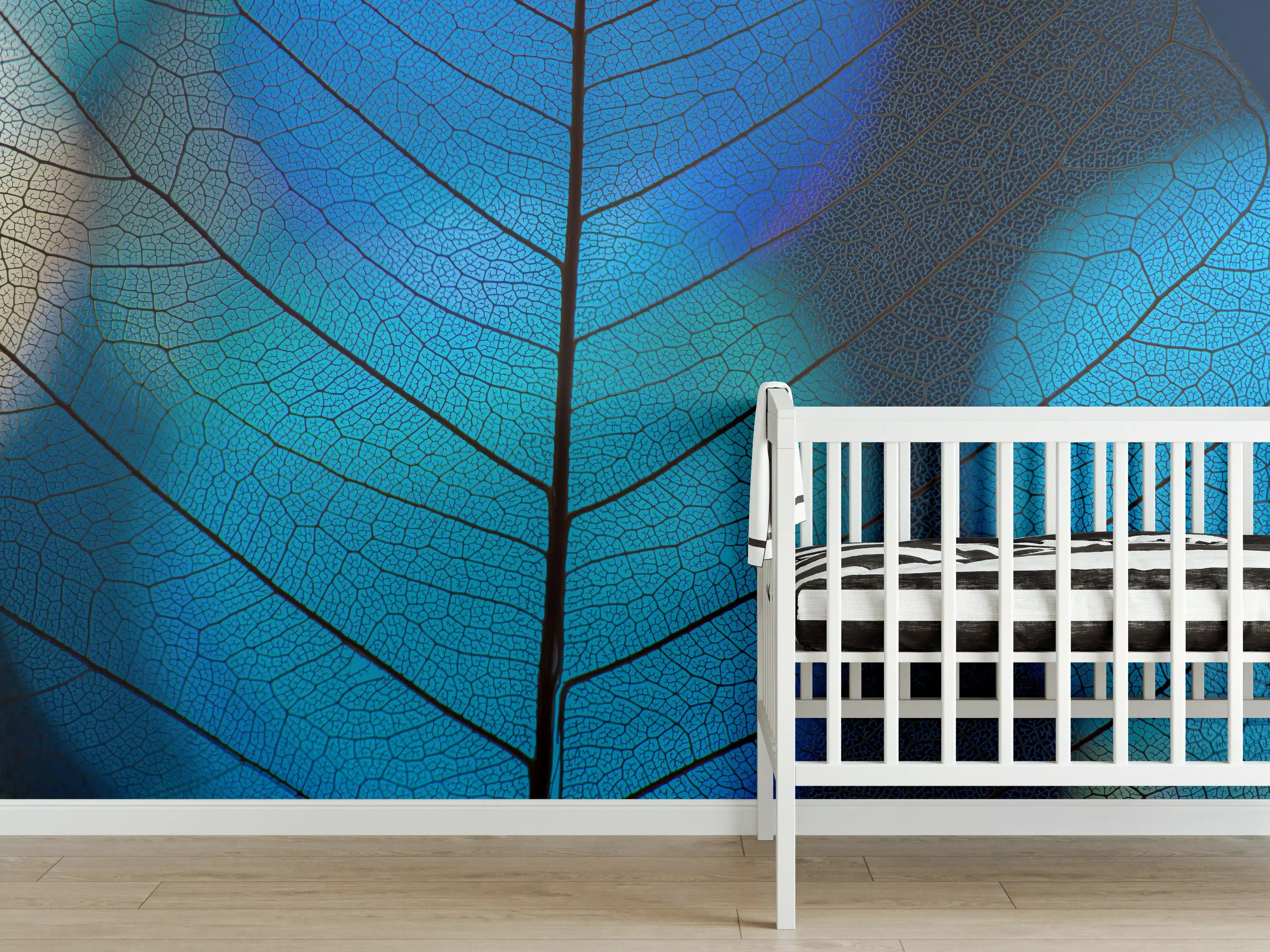 Babyzimmer Wandgestaltung - Strukturierte Blatt-Venen Textur
