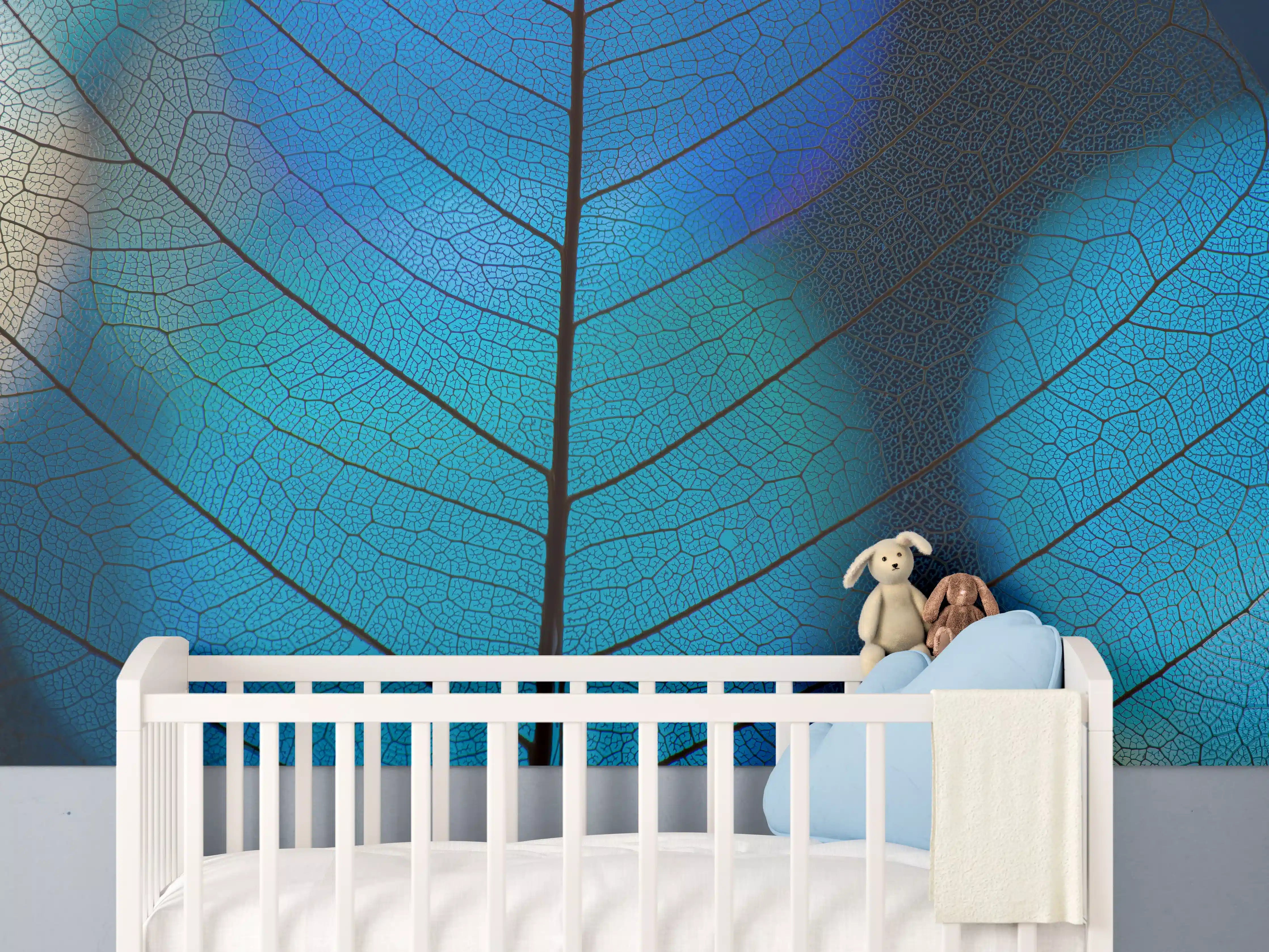 Babyzimmer Wandgestaltung - Strukturierte Blatt-Venen Textur