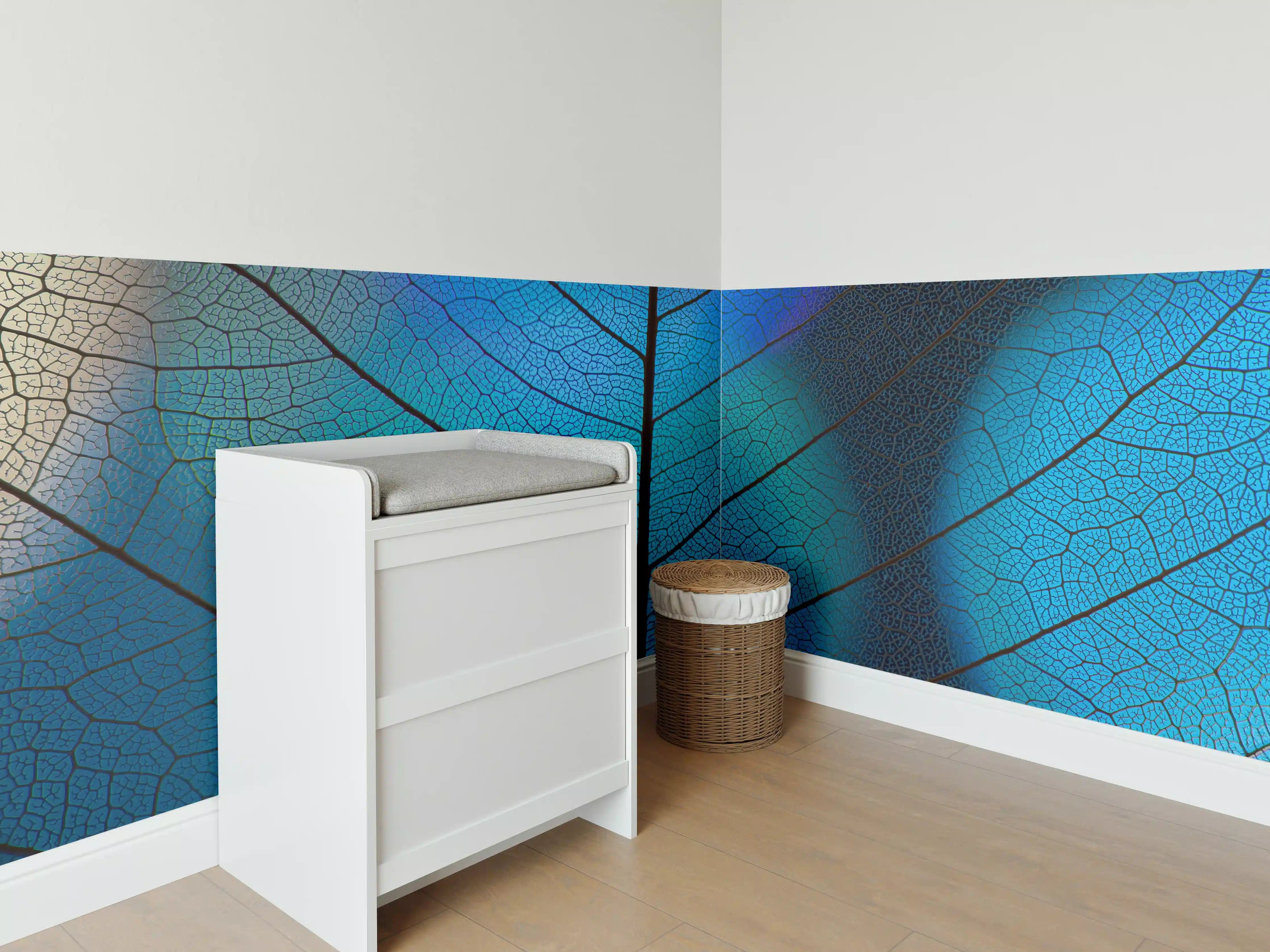 Babyzimmer Wandgestaltung - Strukturierte Blatt-Venen Textur