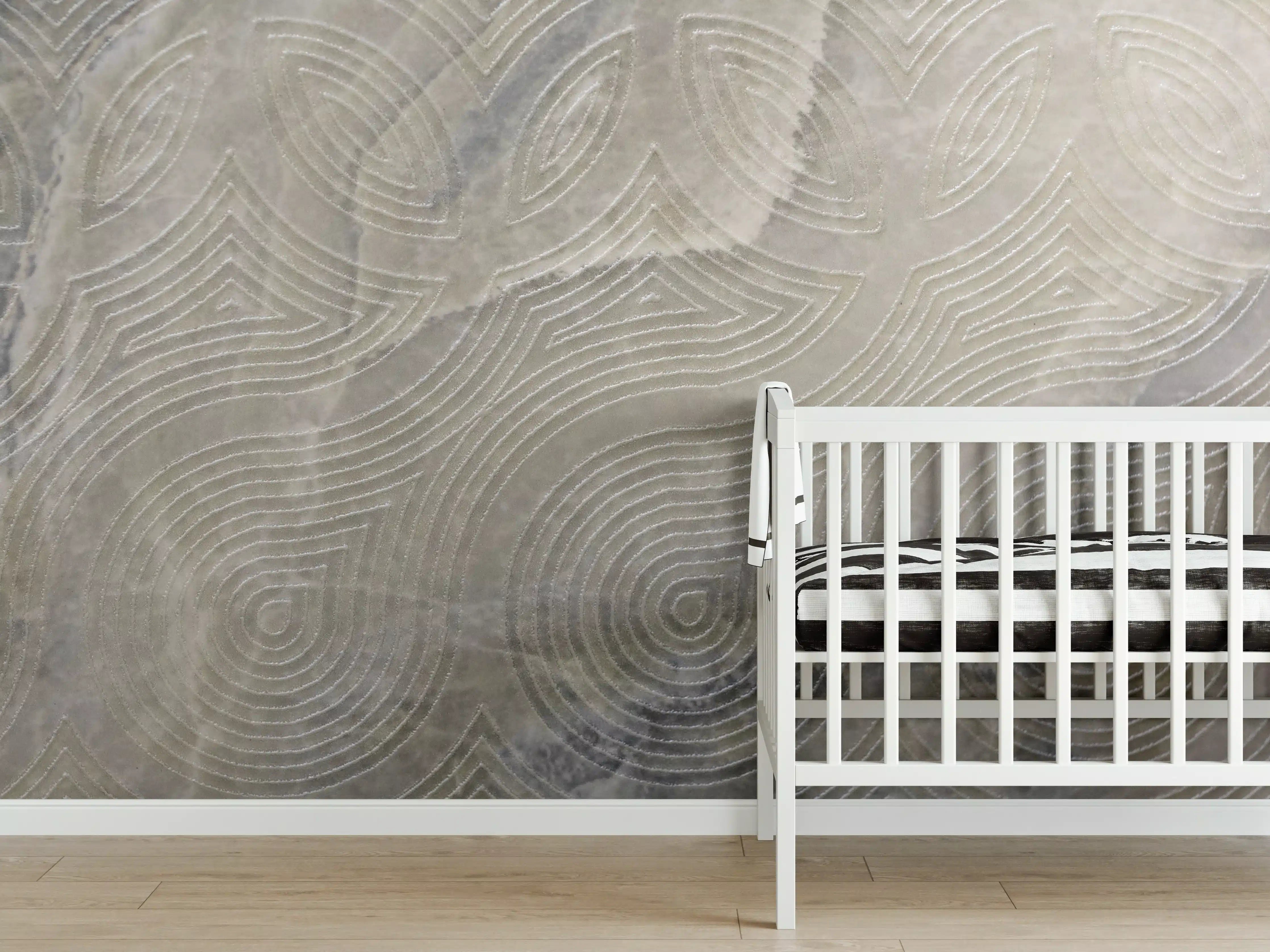 Babyzimmer Wandgestaltung - Strukturierte Graufasermusterung