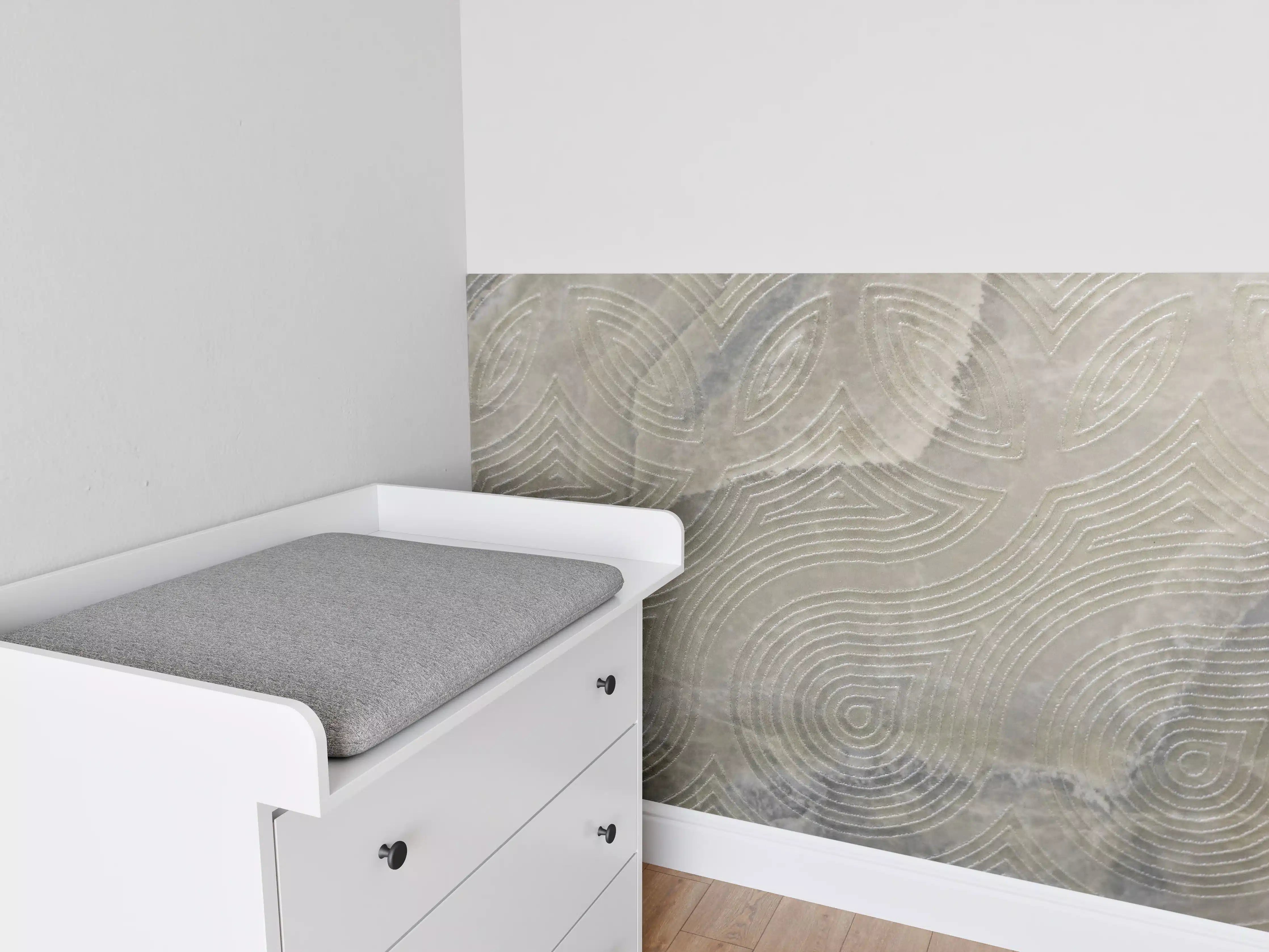 Babyzimmer Wandgestaltung - Strukturierte Graufasermusterung