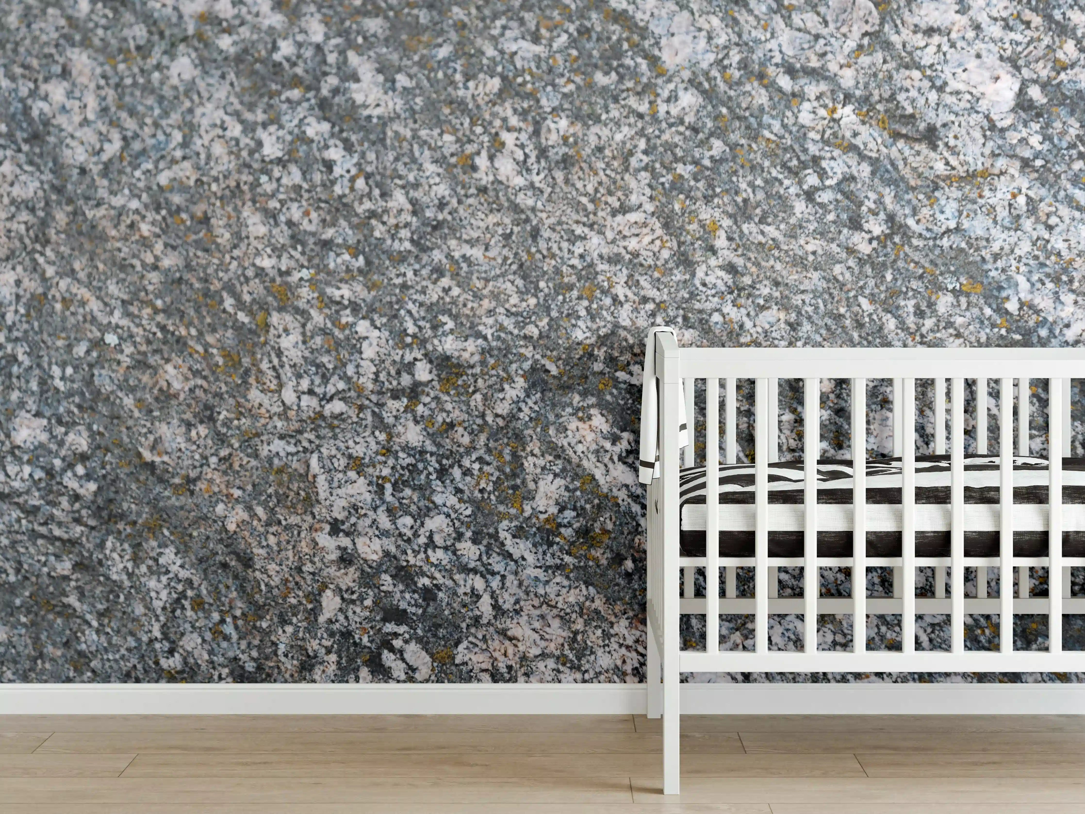 Babyzimmer Wandgestaltung - Strukturierte Steinoberfläche in Grau