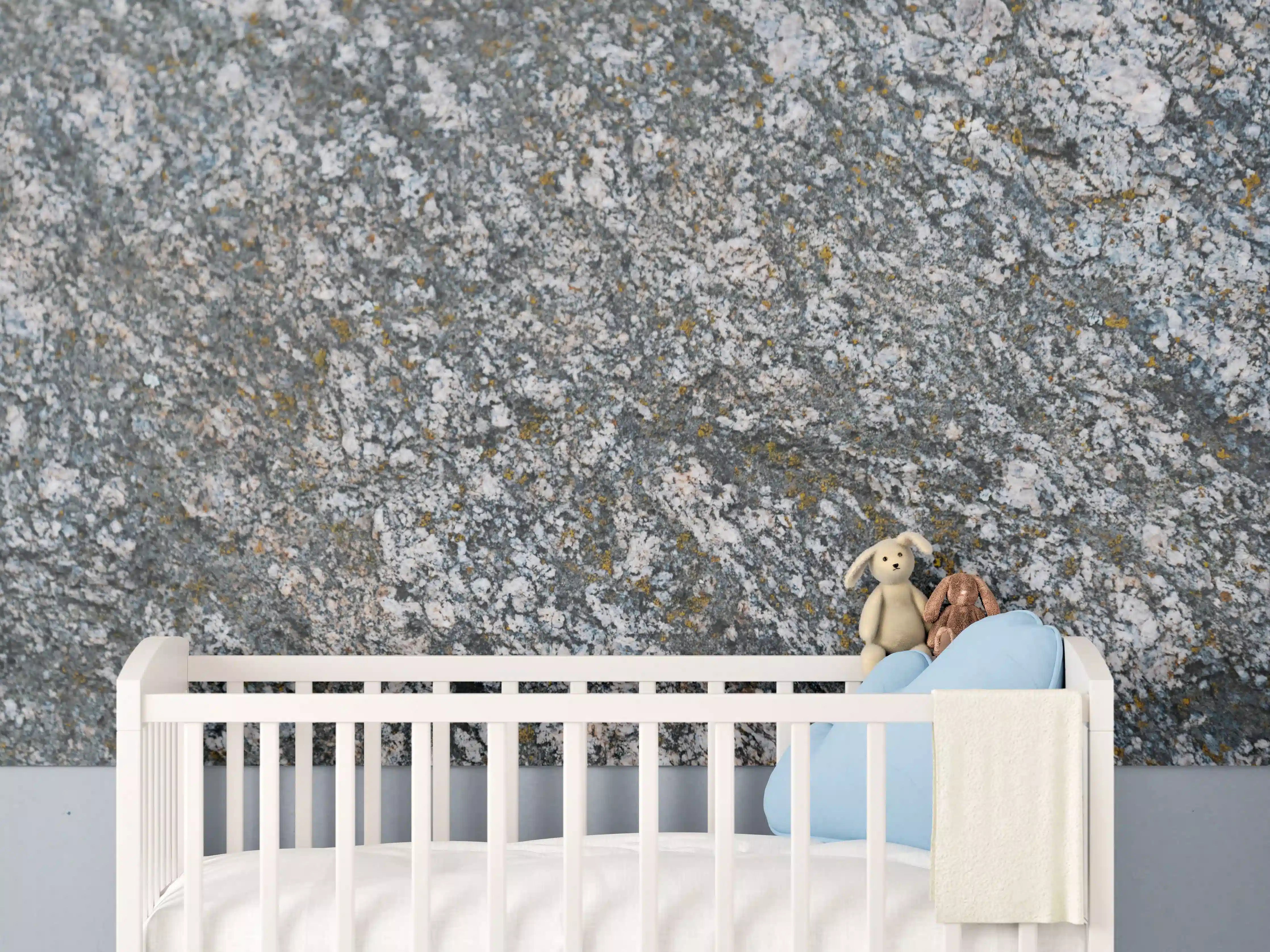 Babyzimmer Wandgestaltung - Strukturierte Steinoberfläche in Grau