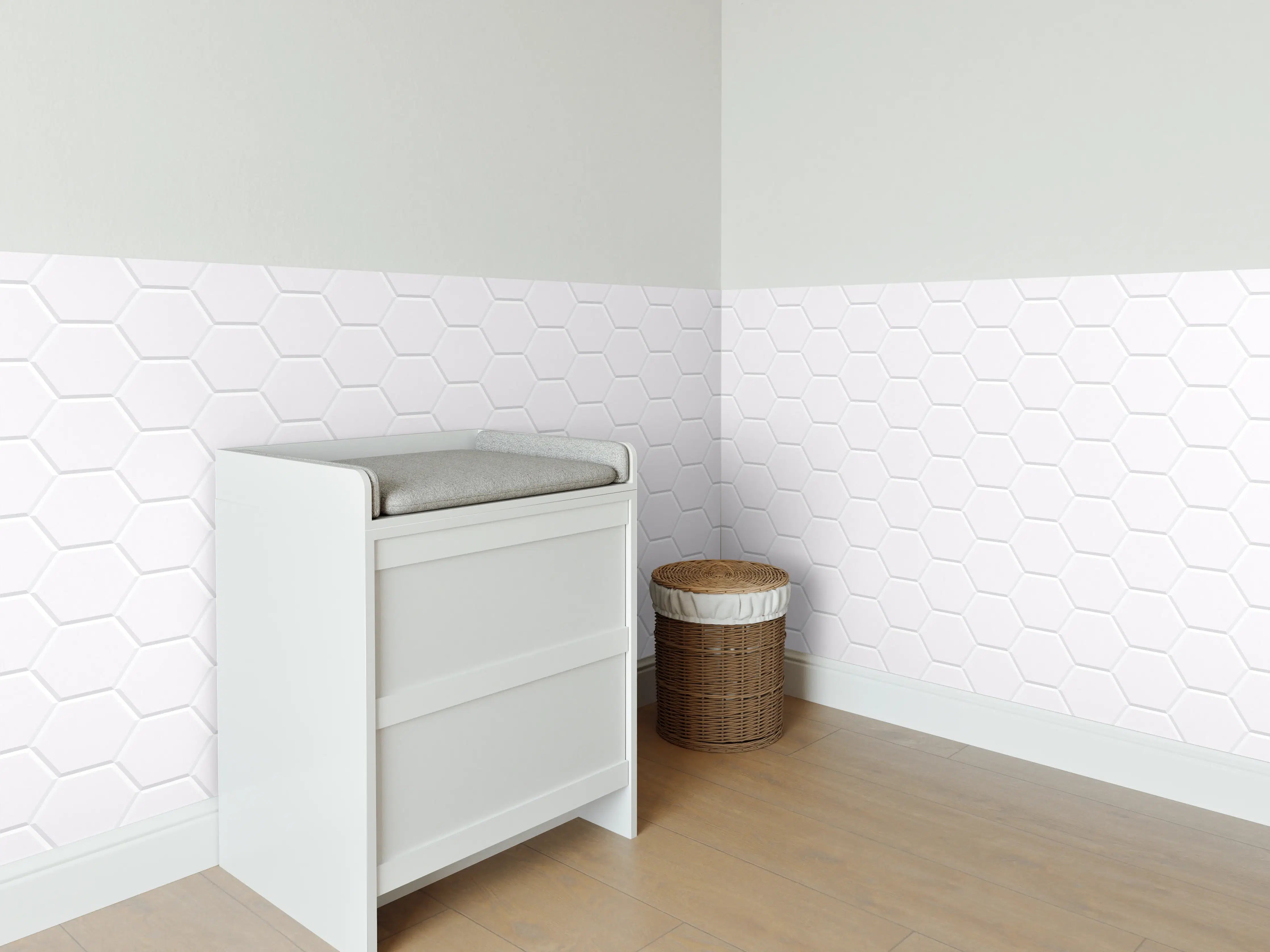 Babyzimmer Wandgestaltung - Stylische Weiß-Grau Wandtextur