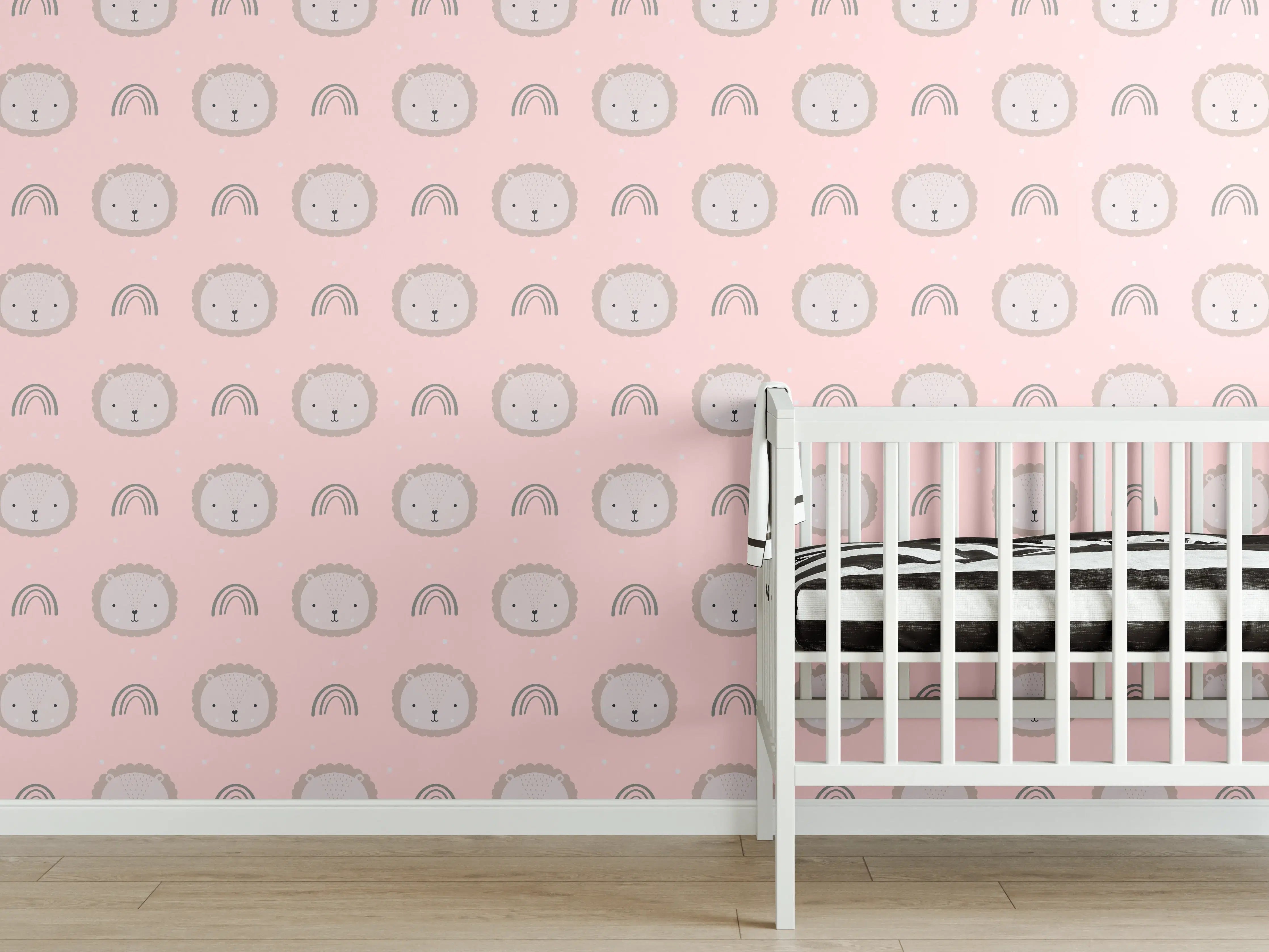 Babyzimmer Wandgestaltung - Süße Babymotive in Rosa mit Herzen