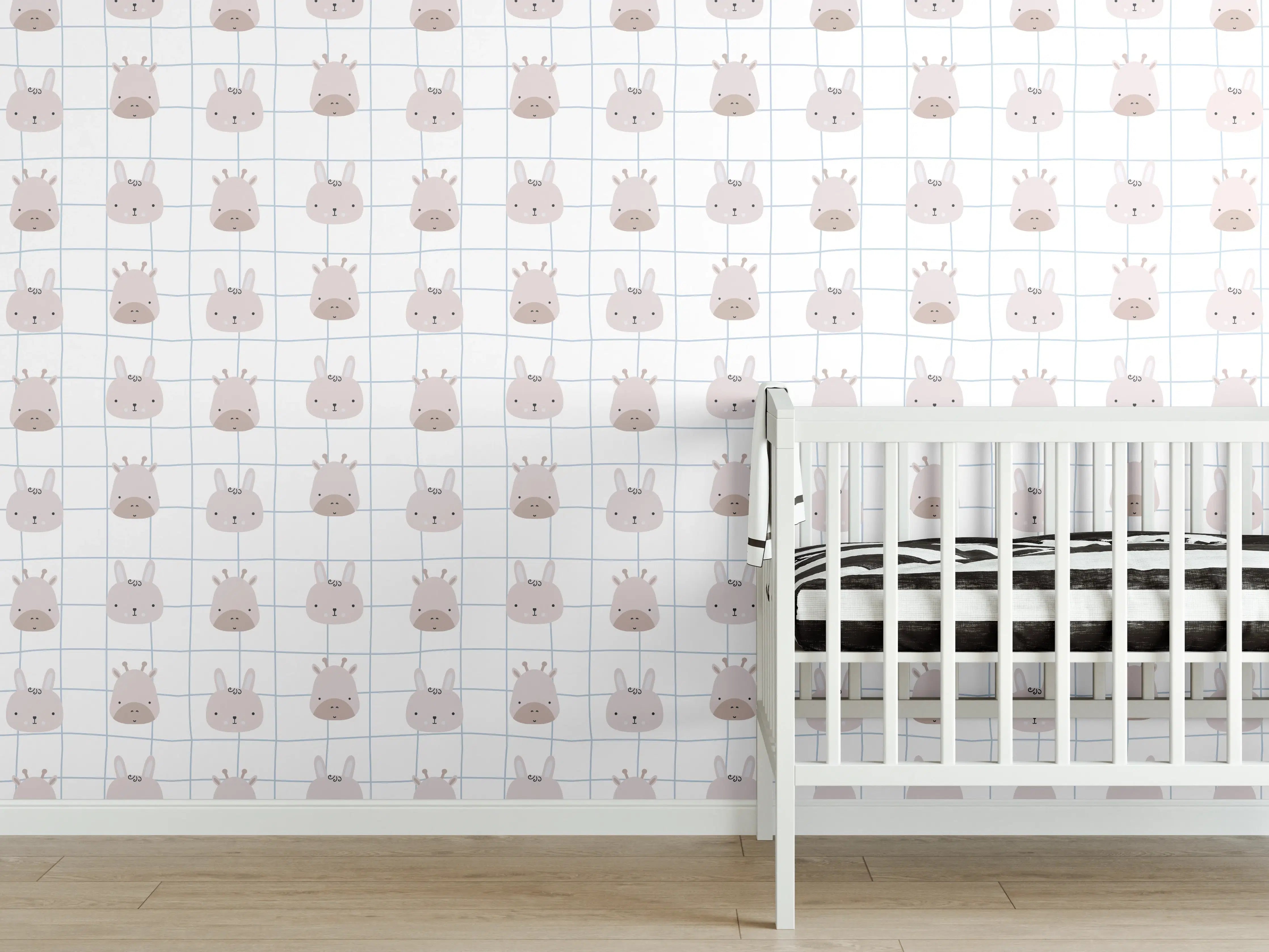 Babyzimmer Wandgestaltung - Süßer Bunny mit rosa Akzenten