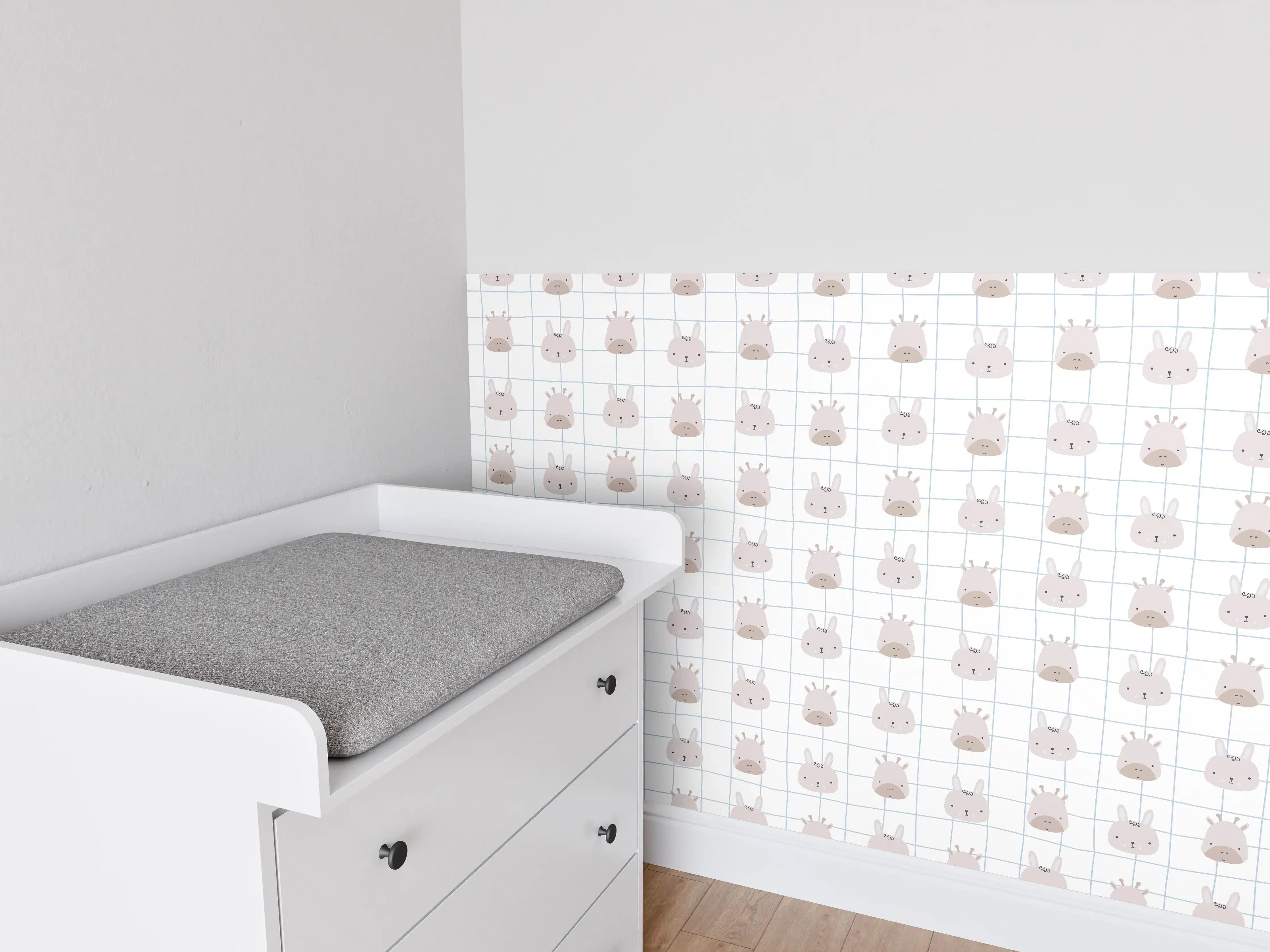 Babyzimmer Wandgestaltung - Süßer Bunny mit rosa Akzenten