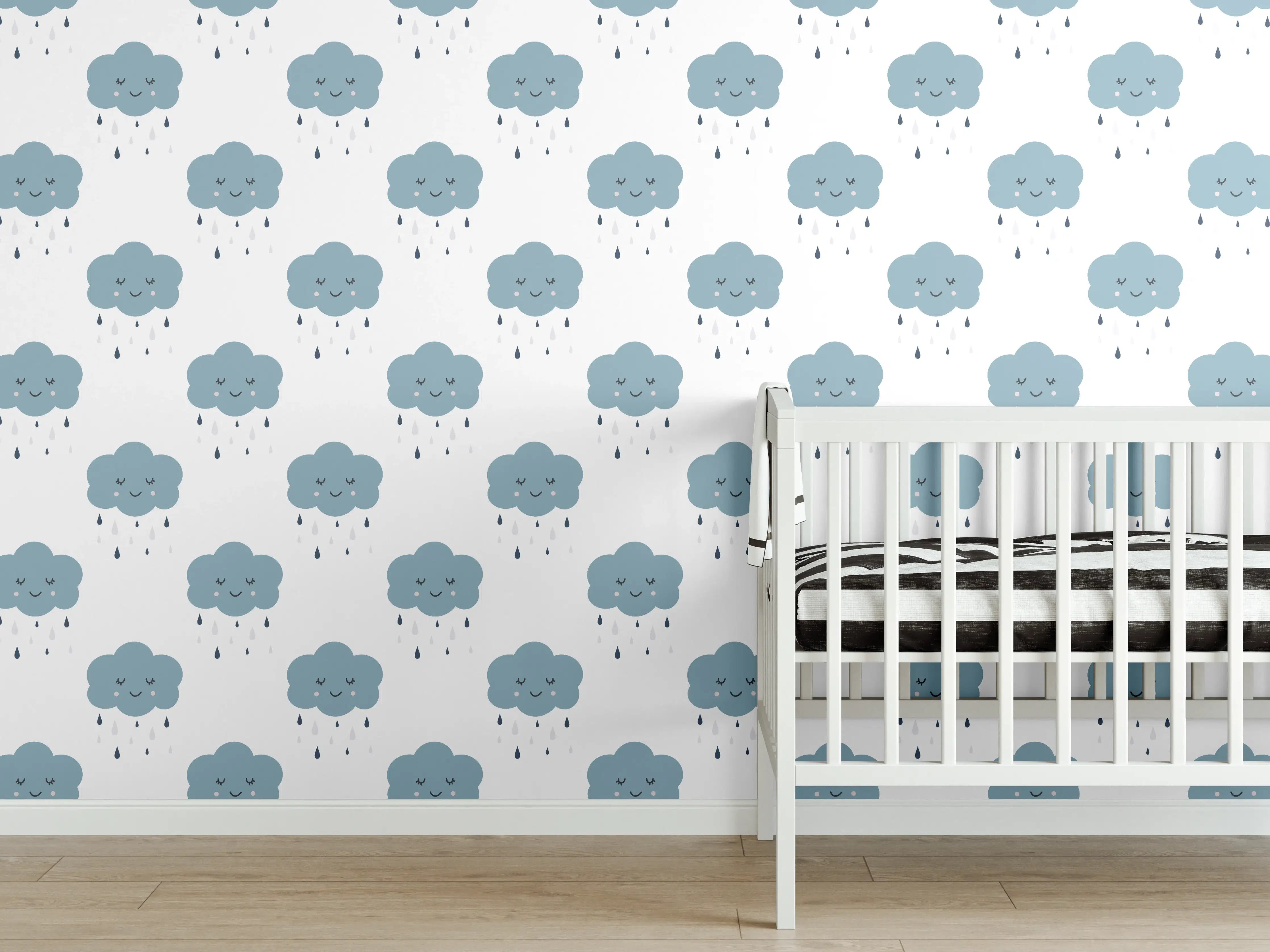 Babyzimmer Wandgestaltung - Süßes Schäfchen im blauen Himmel