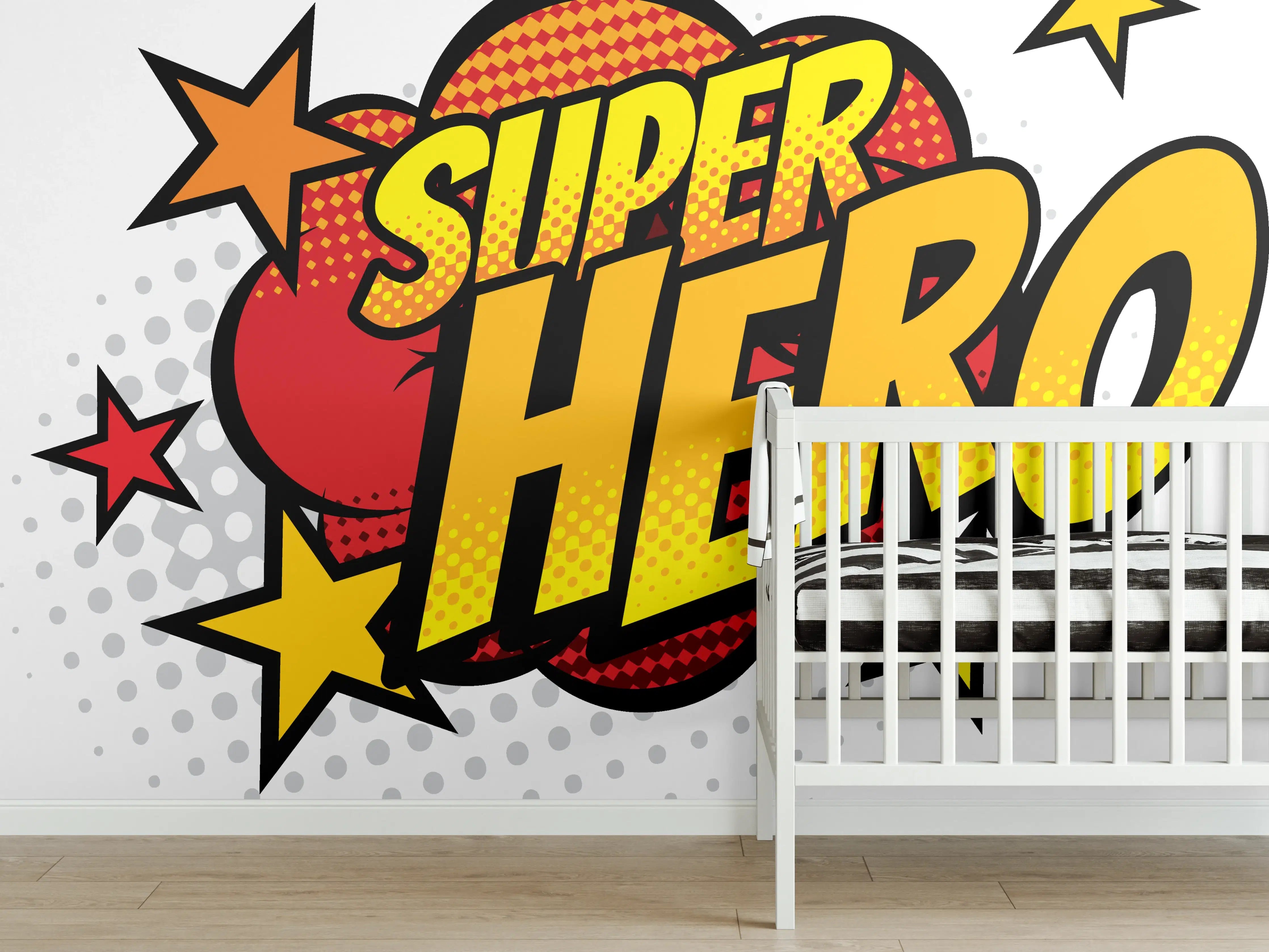 Babyzimmer Wandgestaltung - Superhero Comic Illustration