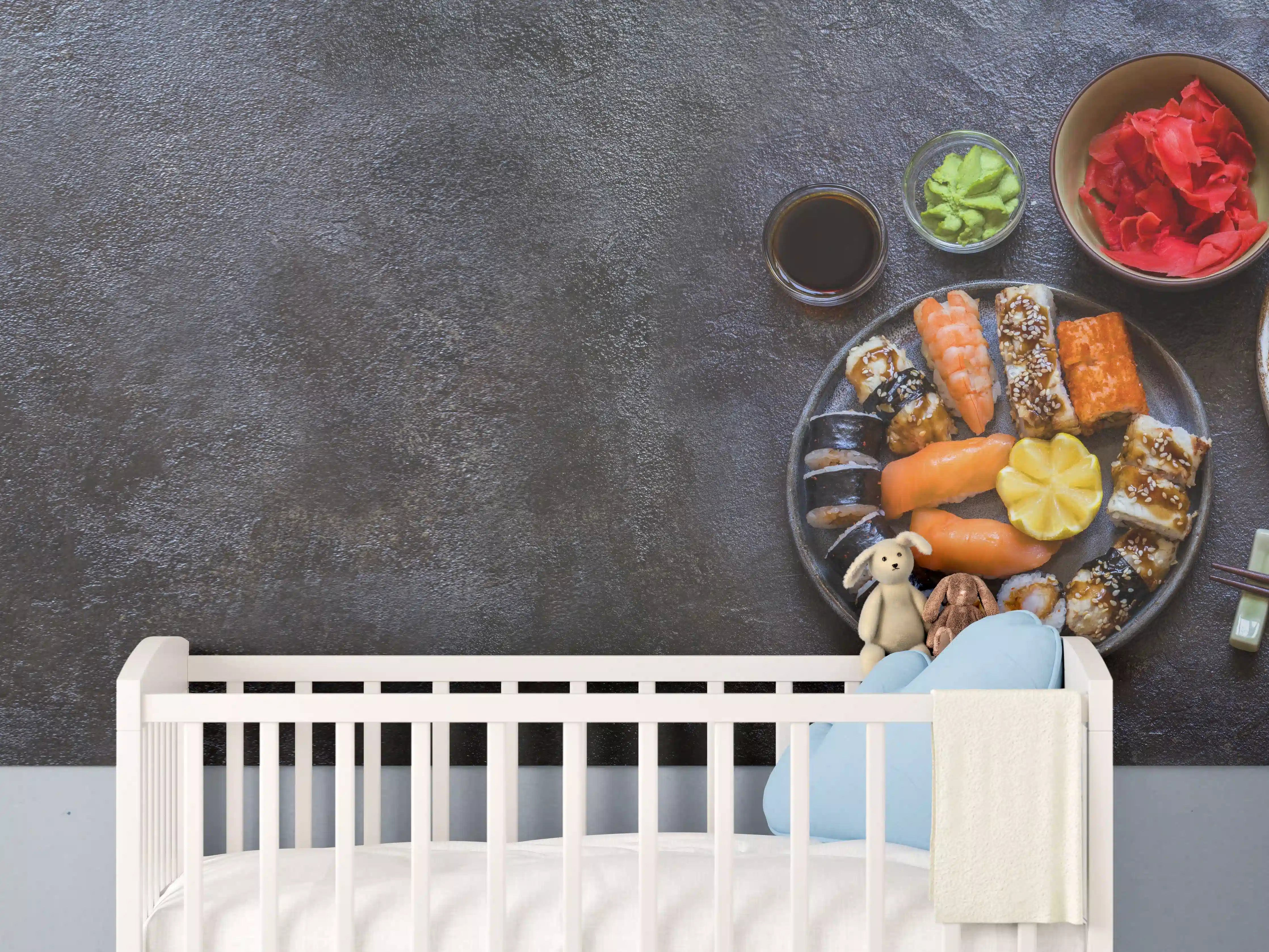 Babyzimmer Wandgestaltung - Sushi-Bowl mit Lachs