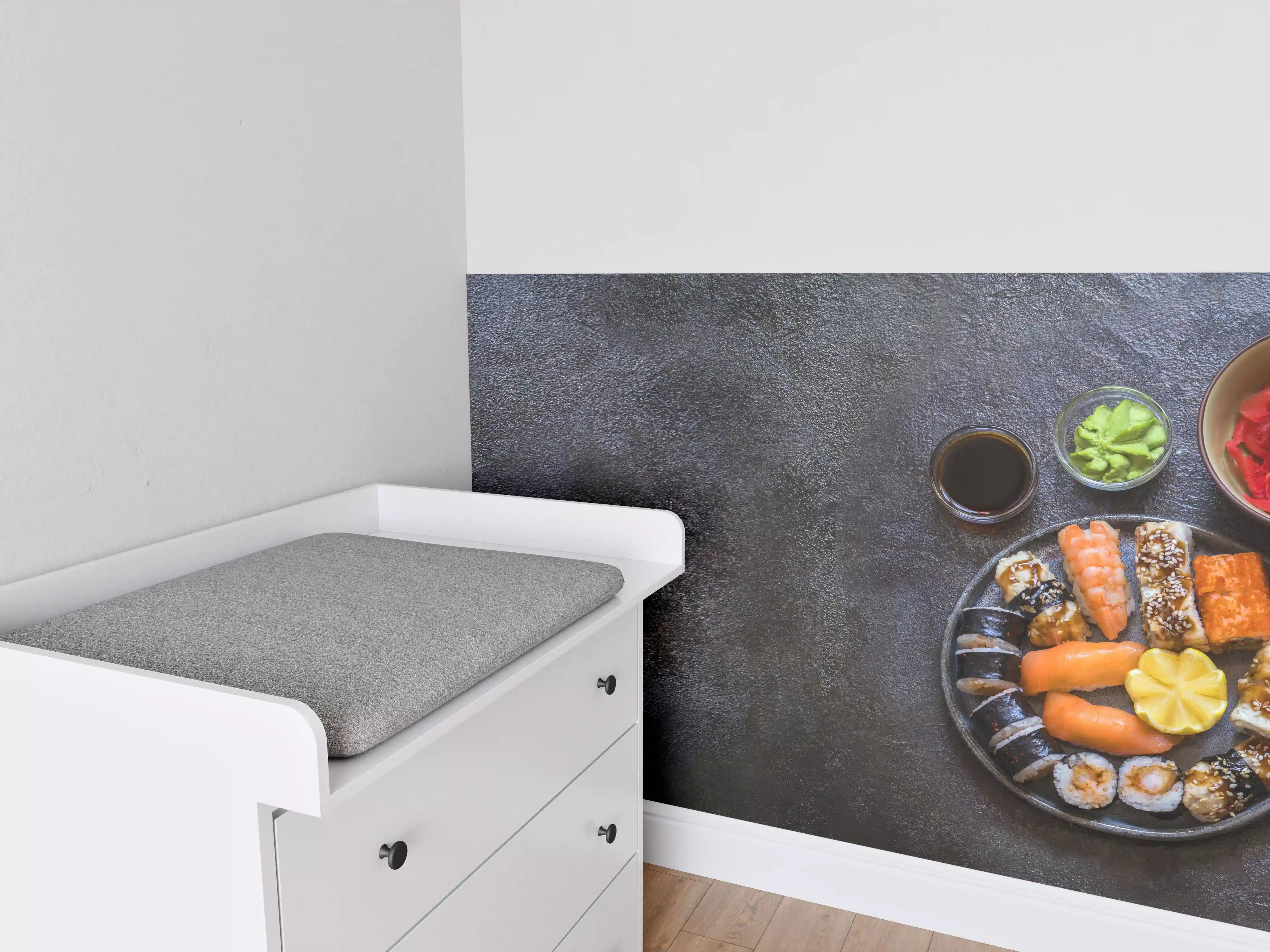 Babyzimmer Wandgestaltung - Sushi-Bowl mit Lachs