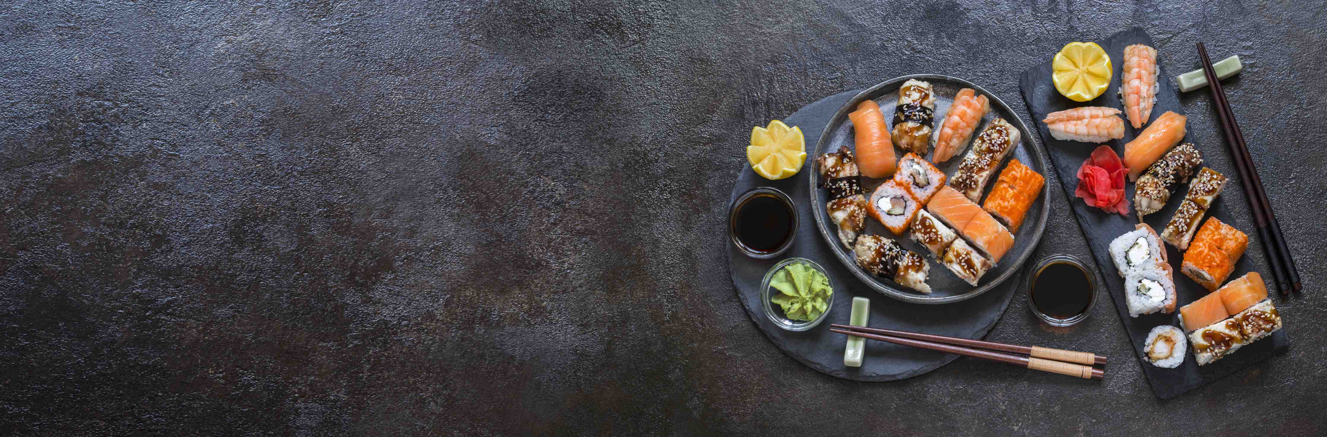 Babyzimmer Wandgestaltung-Sushi-Platte Schwarz-Orange