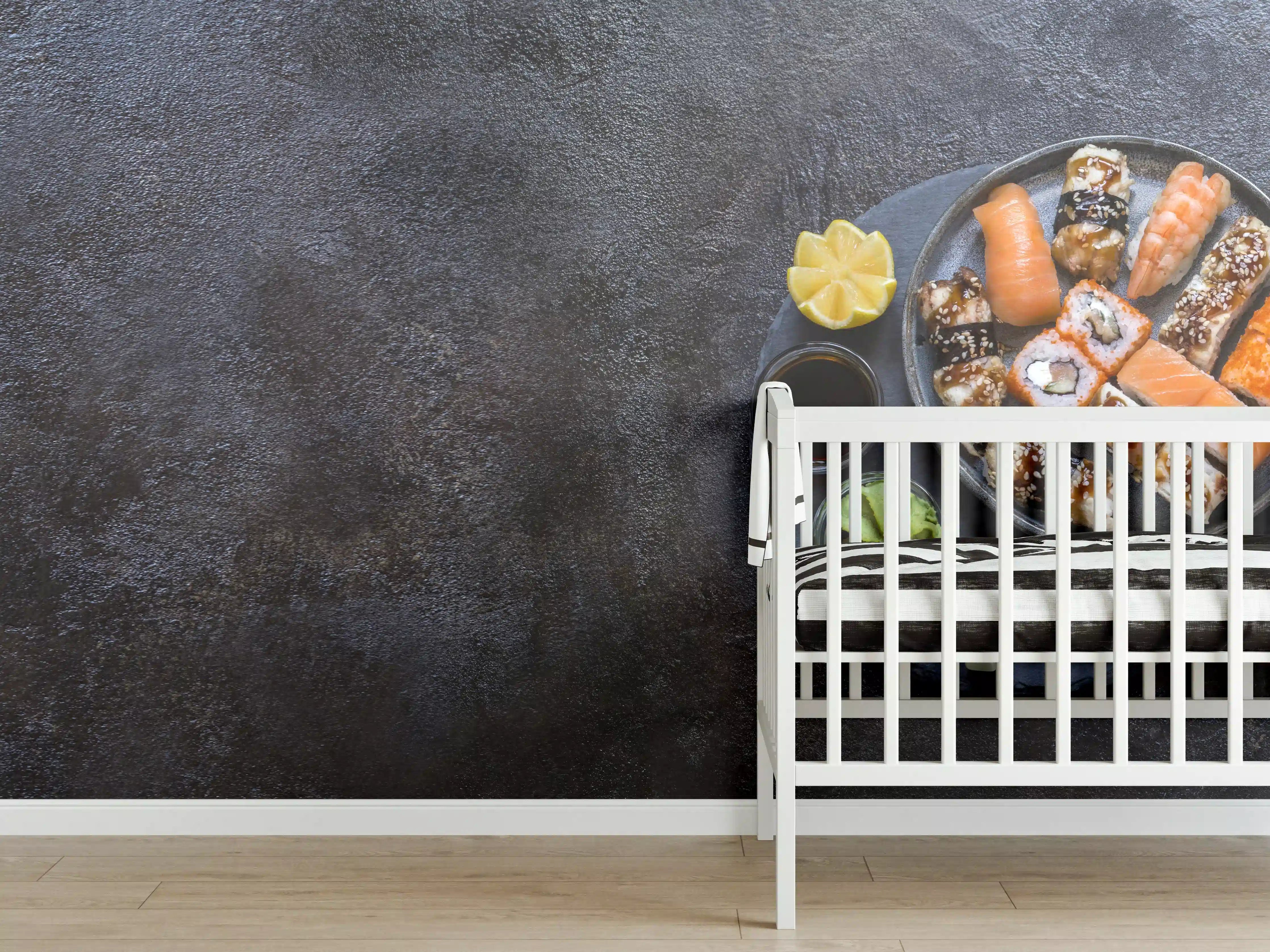 Babyzimmer Wandgestaltung - Sushi-Platte Schwarz-Orange