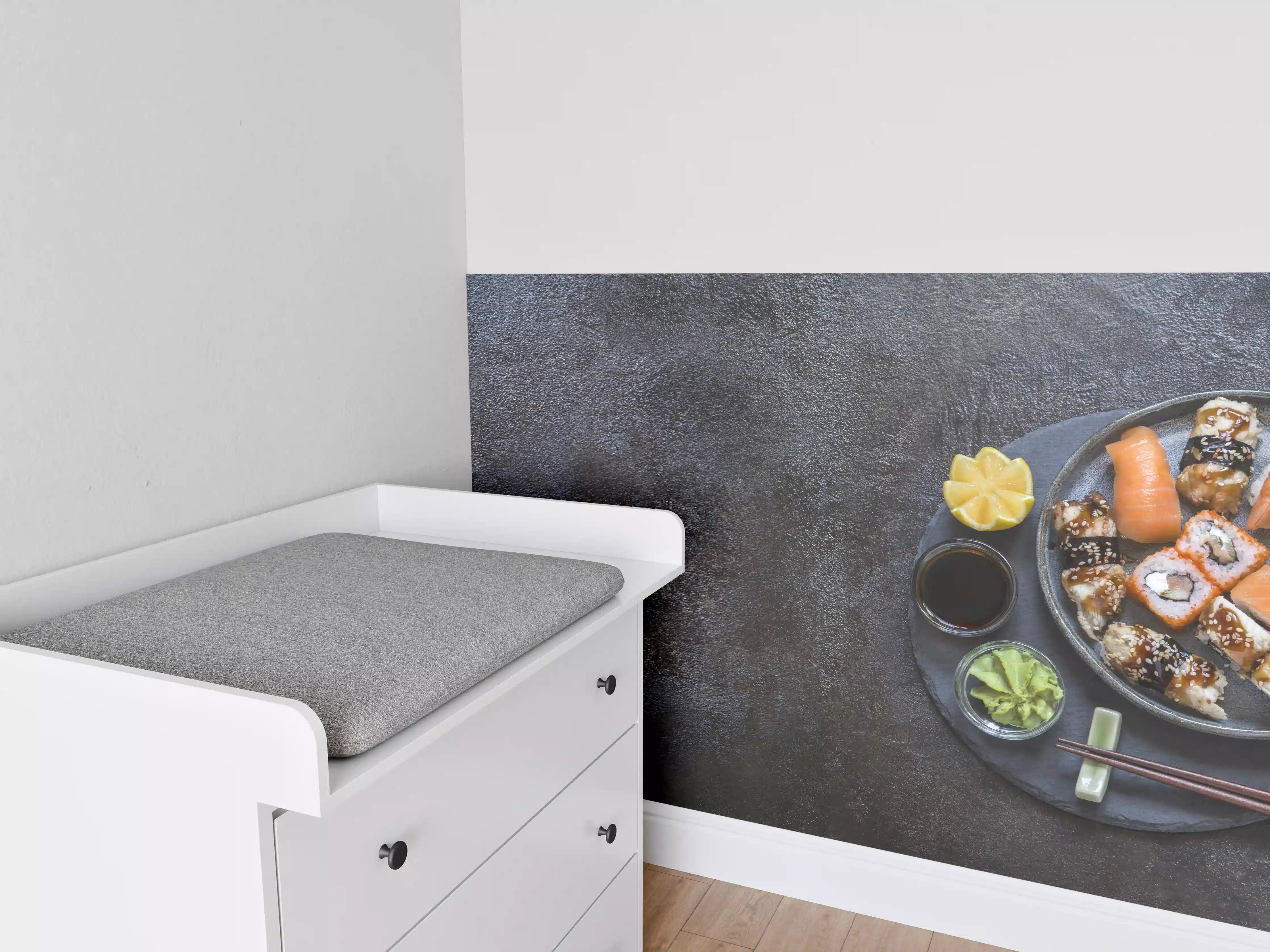 Babyzimmer Wandgestaltung - Sushi-Platte Schwarz-Orange