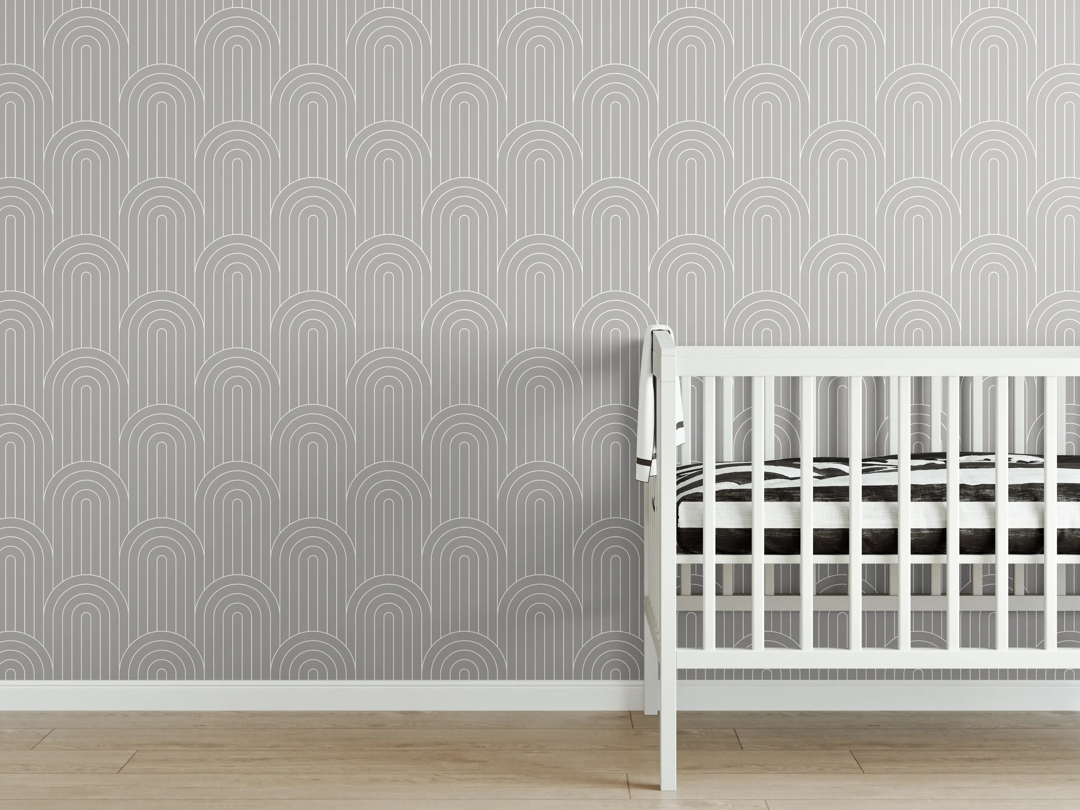 Babyzimmer Wandgestaltung - Symmetrische Arcatemarmor-Textur in Grau