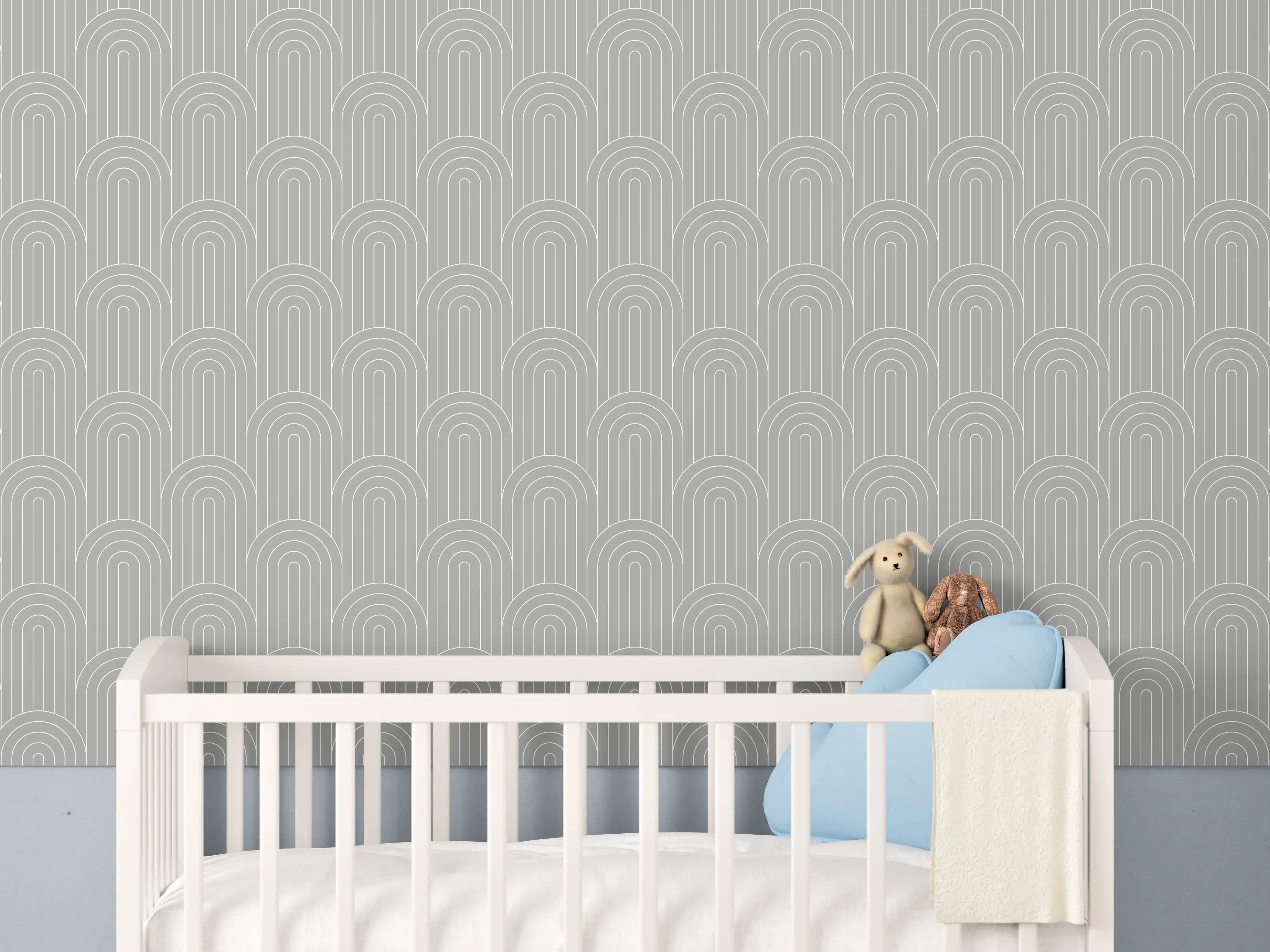 Babyzimmer Wandgestaltung - Symmetrische Arcatemarmor-Textur in Grau