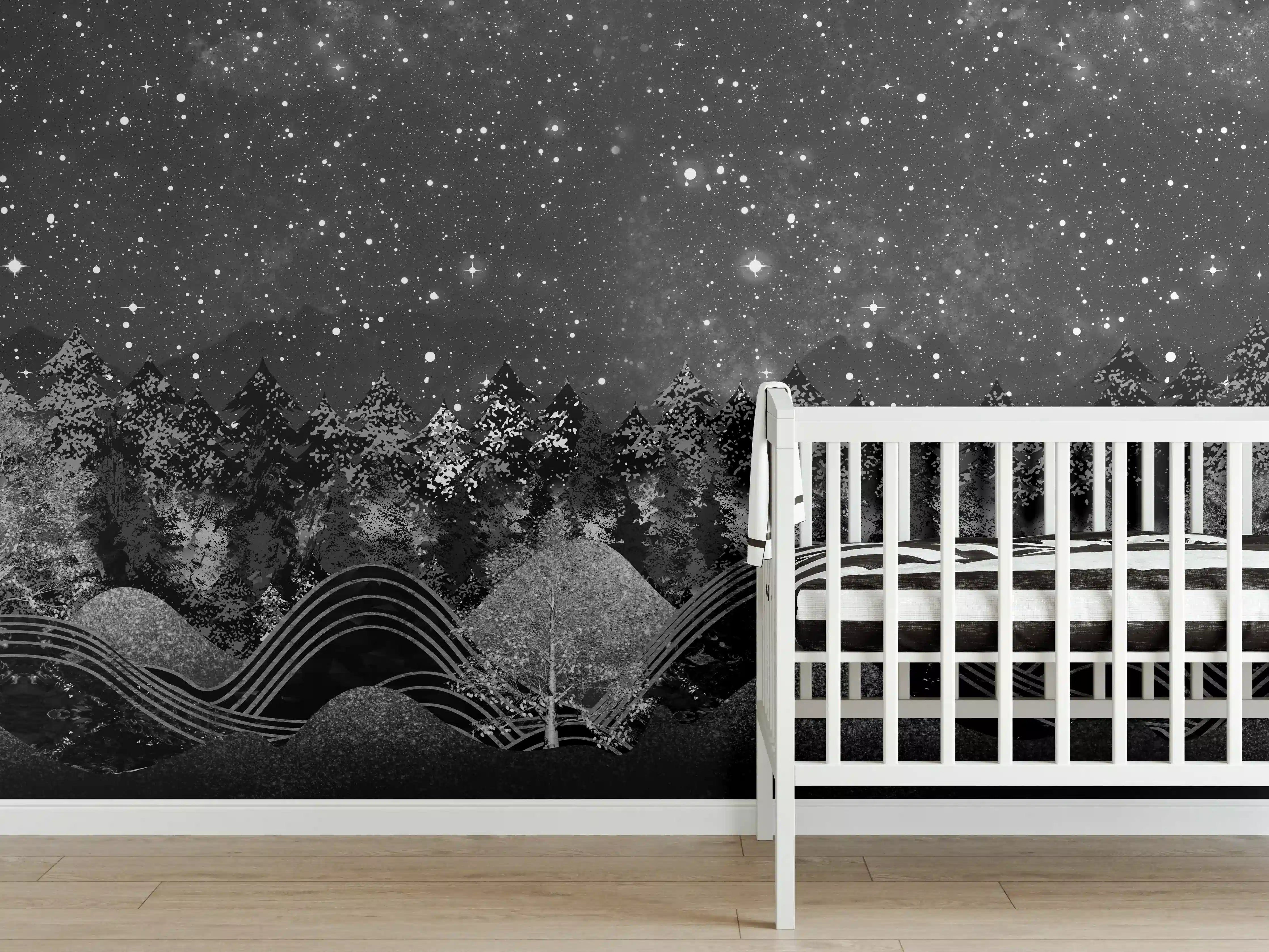 Babyzimmer Wandgestaltung - Tapete einer Landschaft - 3D