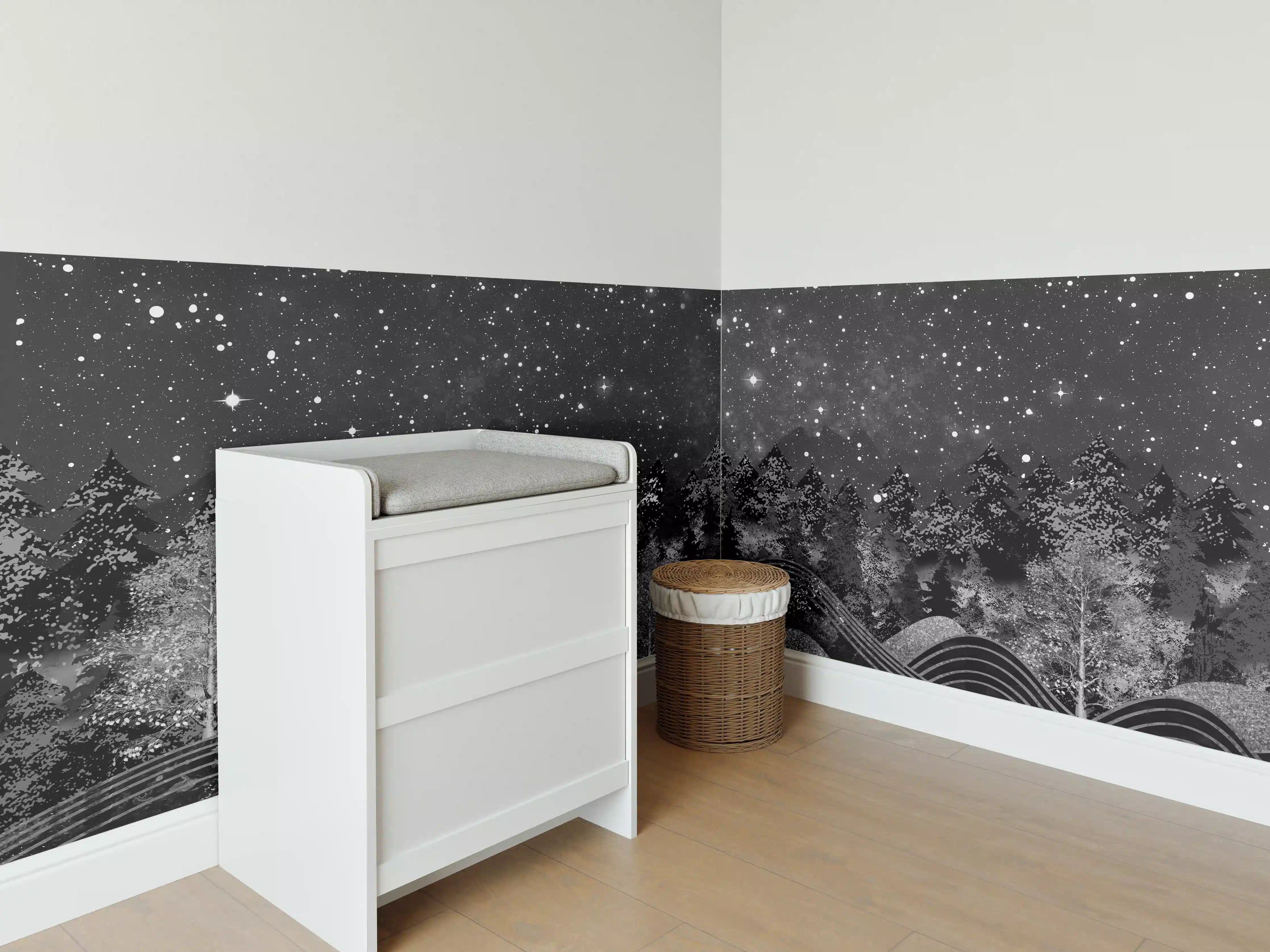 Babyzimmer Wandgestaltung - Tapete einer Landschaft - 3D