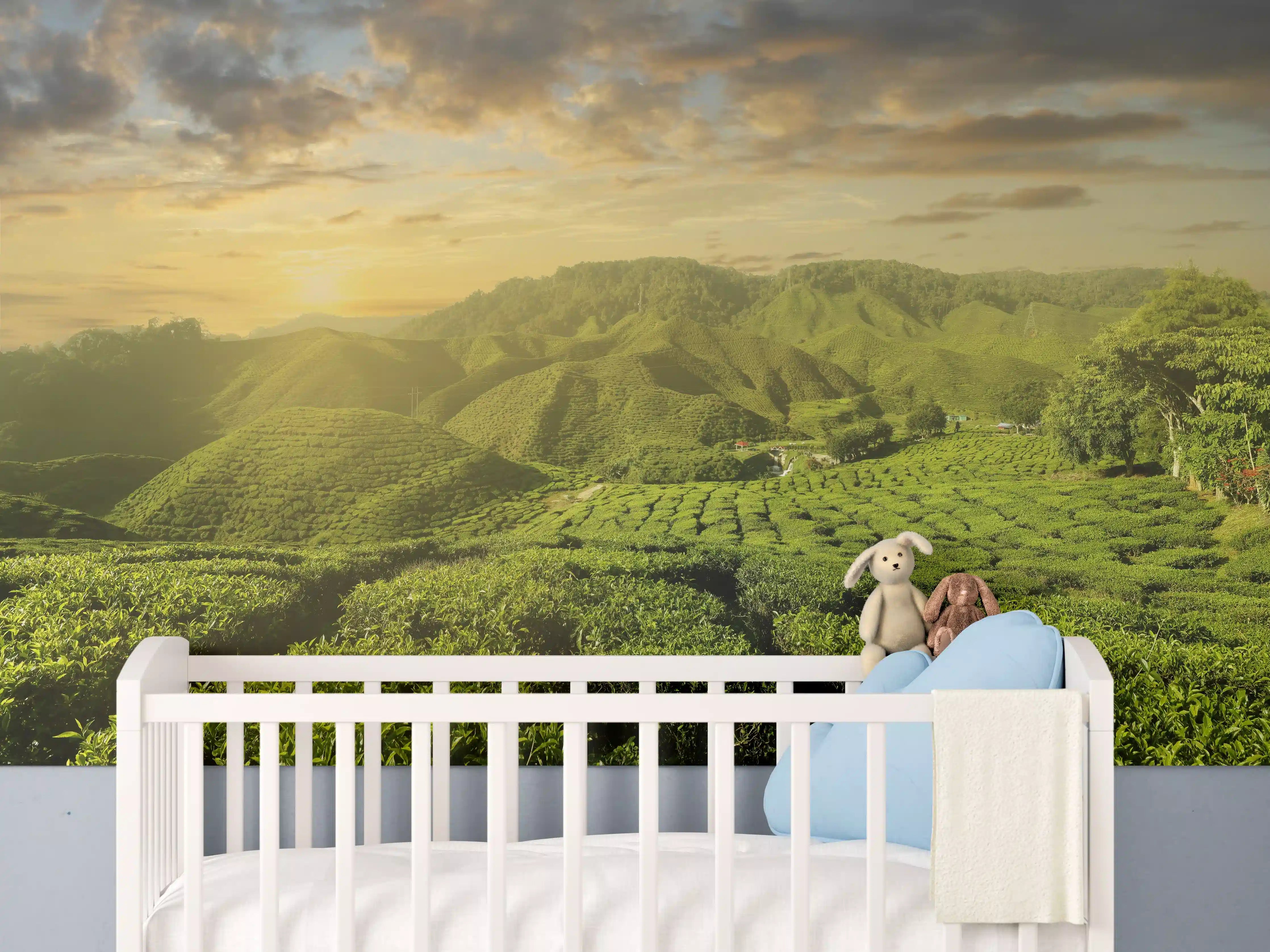 Babyzimmer Wandgestaltung - Teeplantage in Malaysia