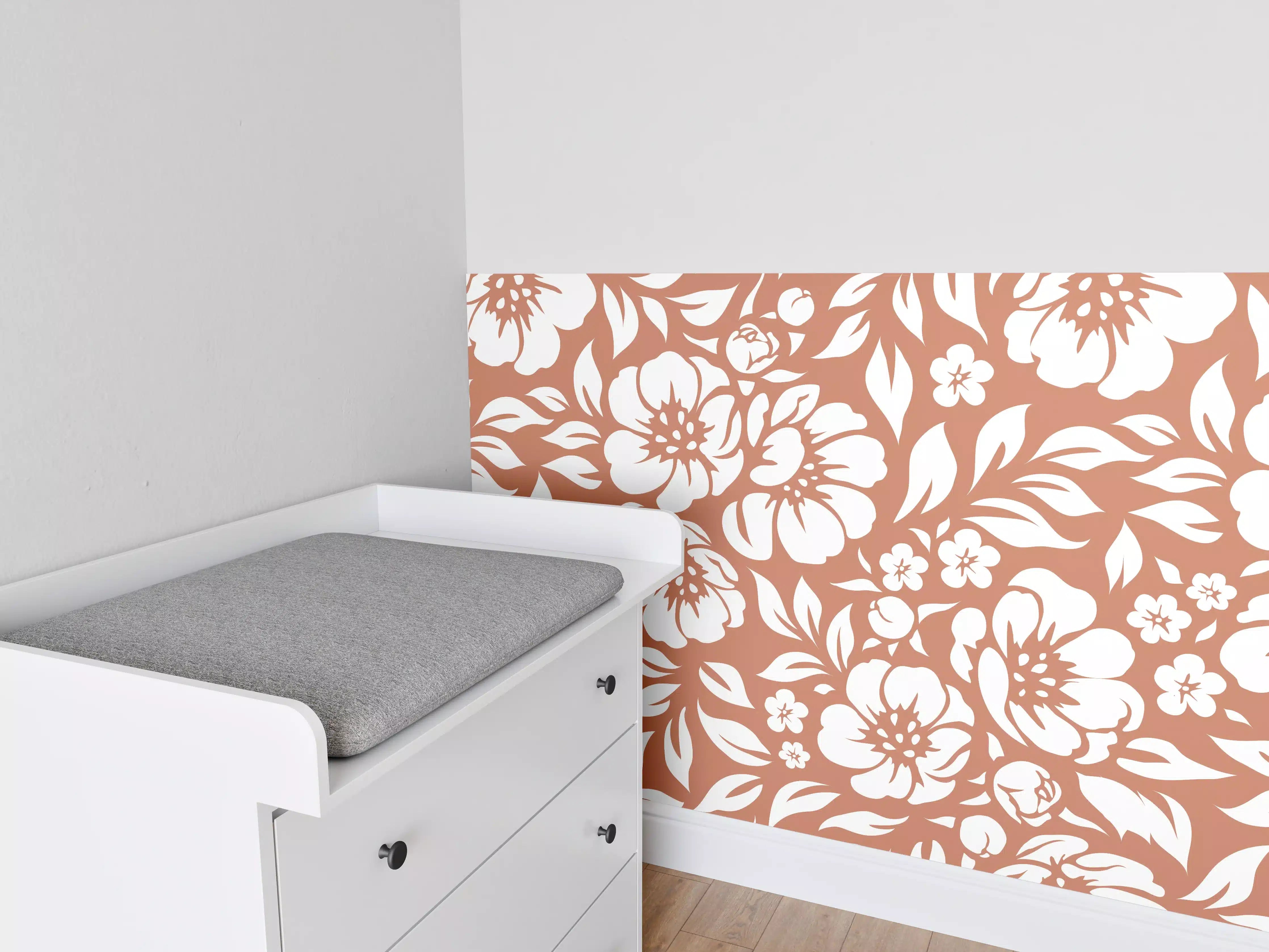 Babyzimmer Wandgestaltung - Terracotta-Florale Wandgestaltung