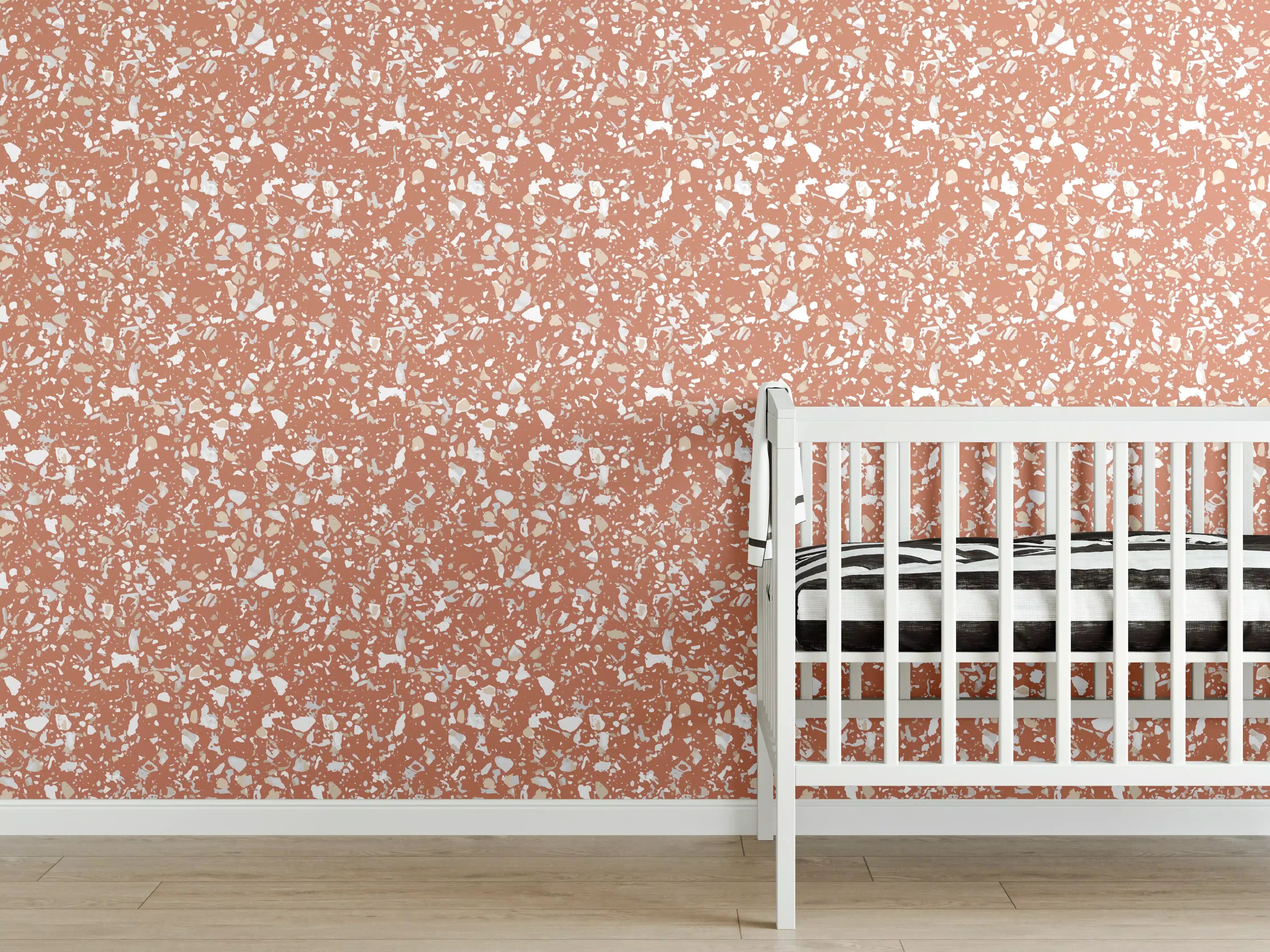 Babyzimmer Wandgestaltung - Terrazzo-Terracotta-Design