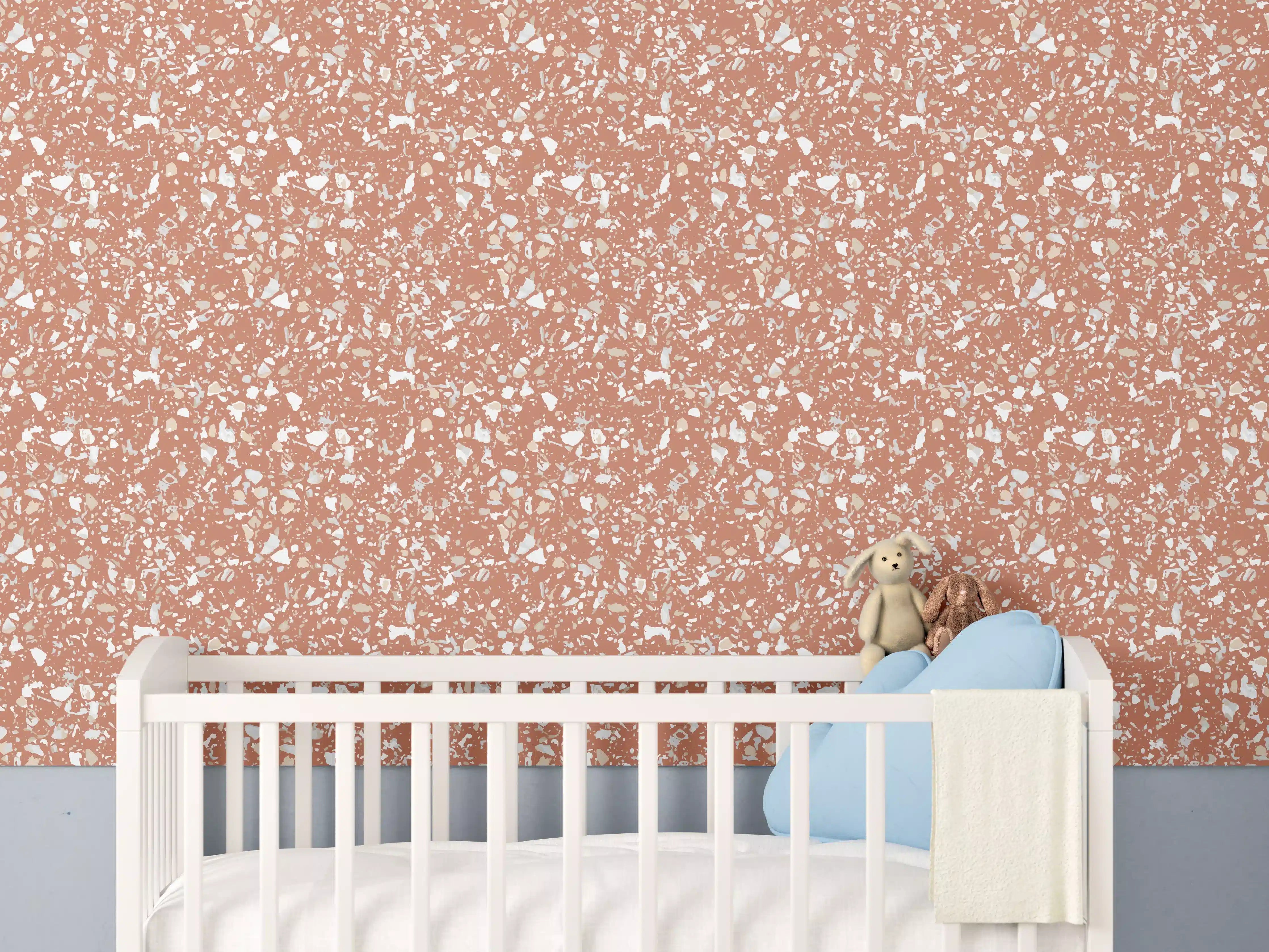 Babyzimmer Wandgestaltung - Terrazzo-Terracotta-Design