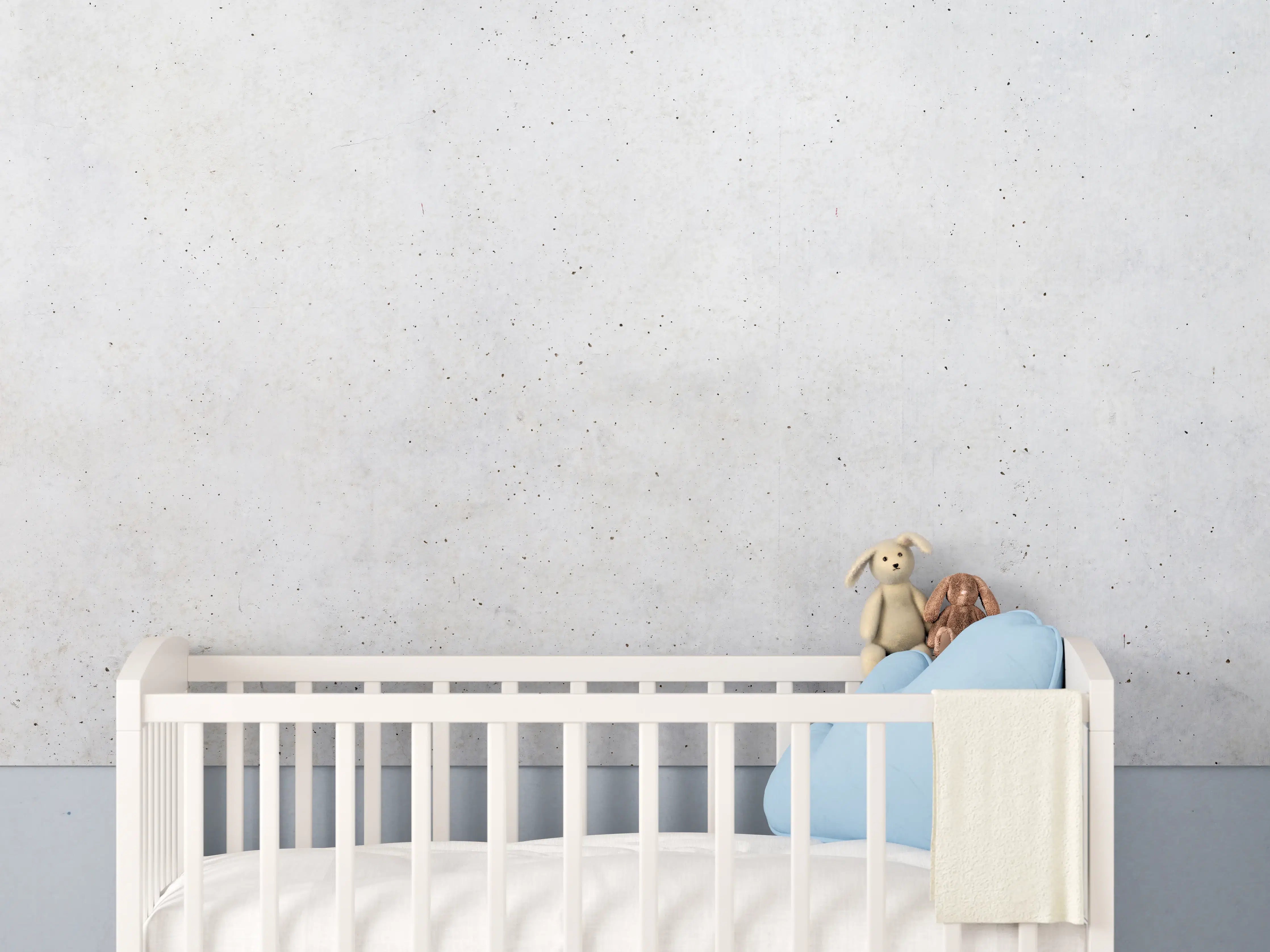 Babyzimmer Wandgestaltung - Textur einer weißen Betonwand