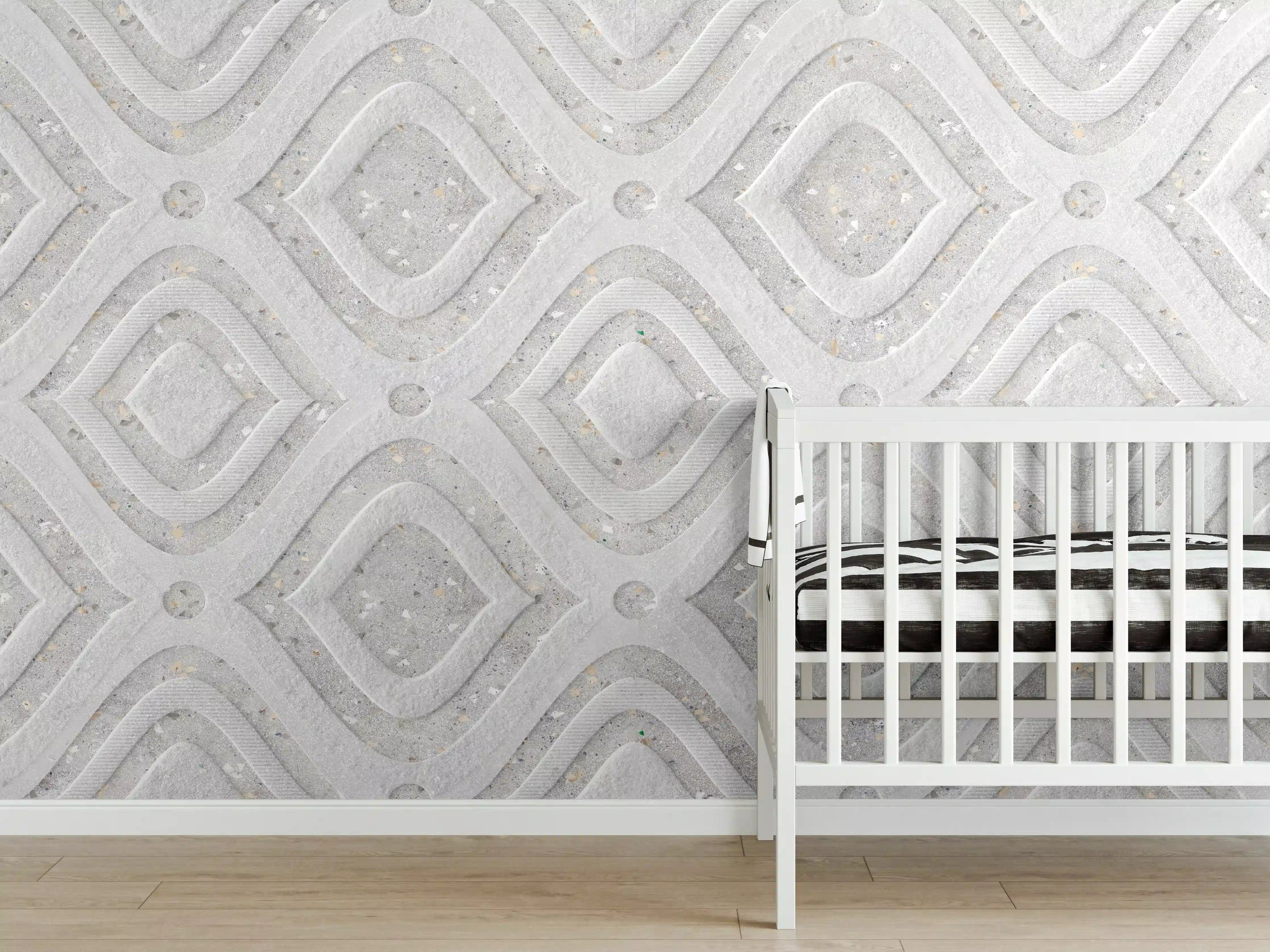 Babyzimmer Wandgestaltung - Textur im Wellenmuster - 3D Illustration