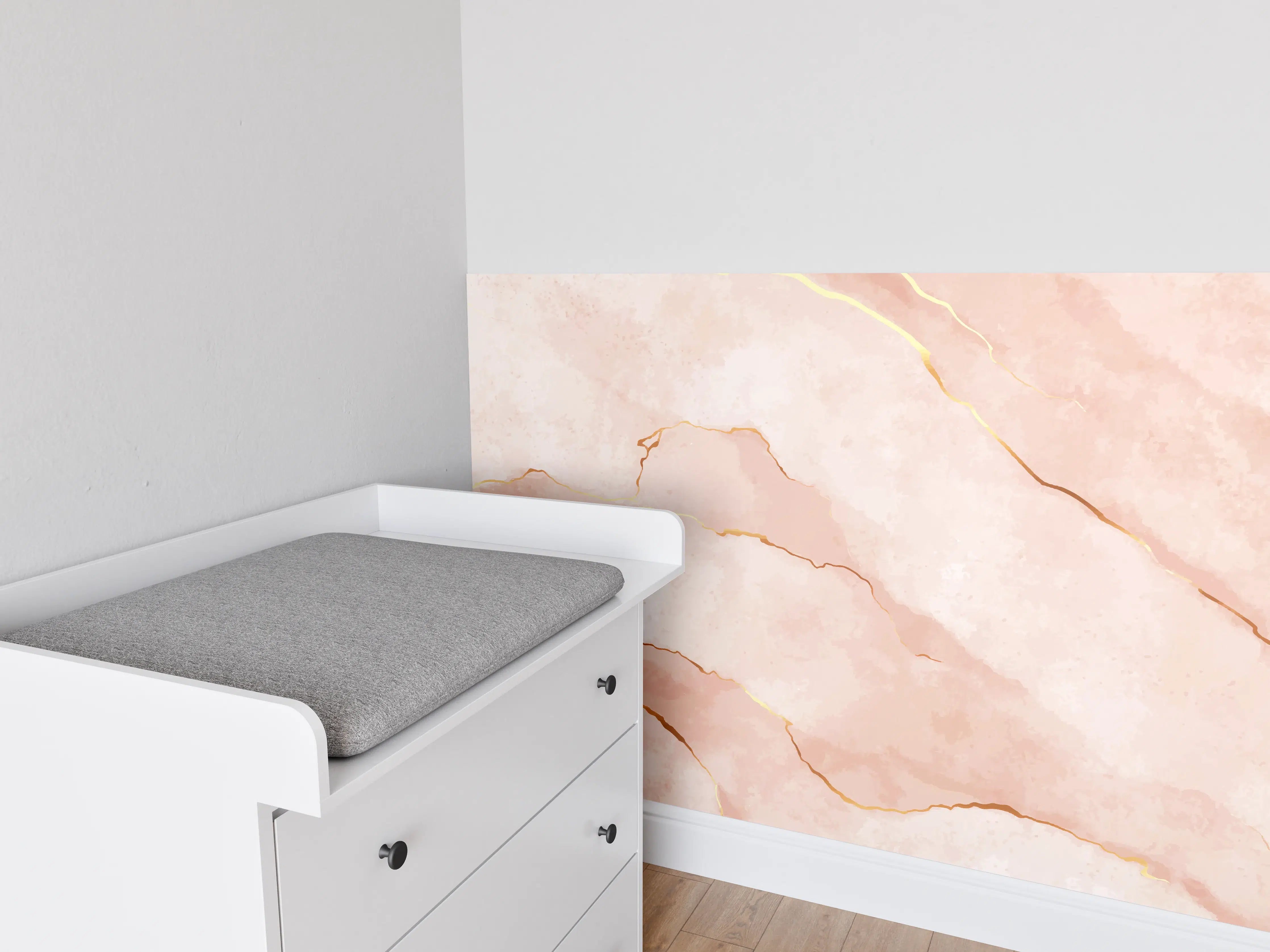 Babyzimmer Wandgestaltung - Textur in Roségold - Marmor