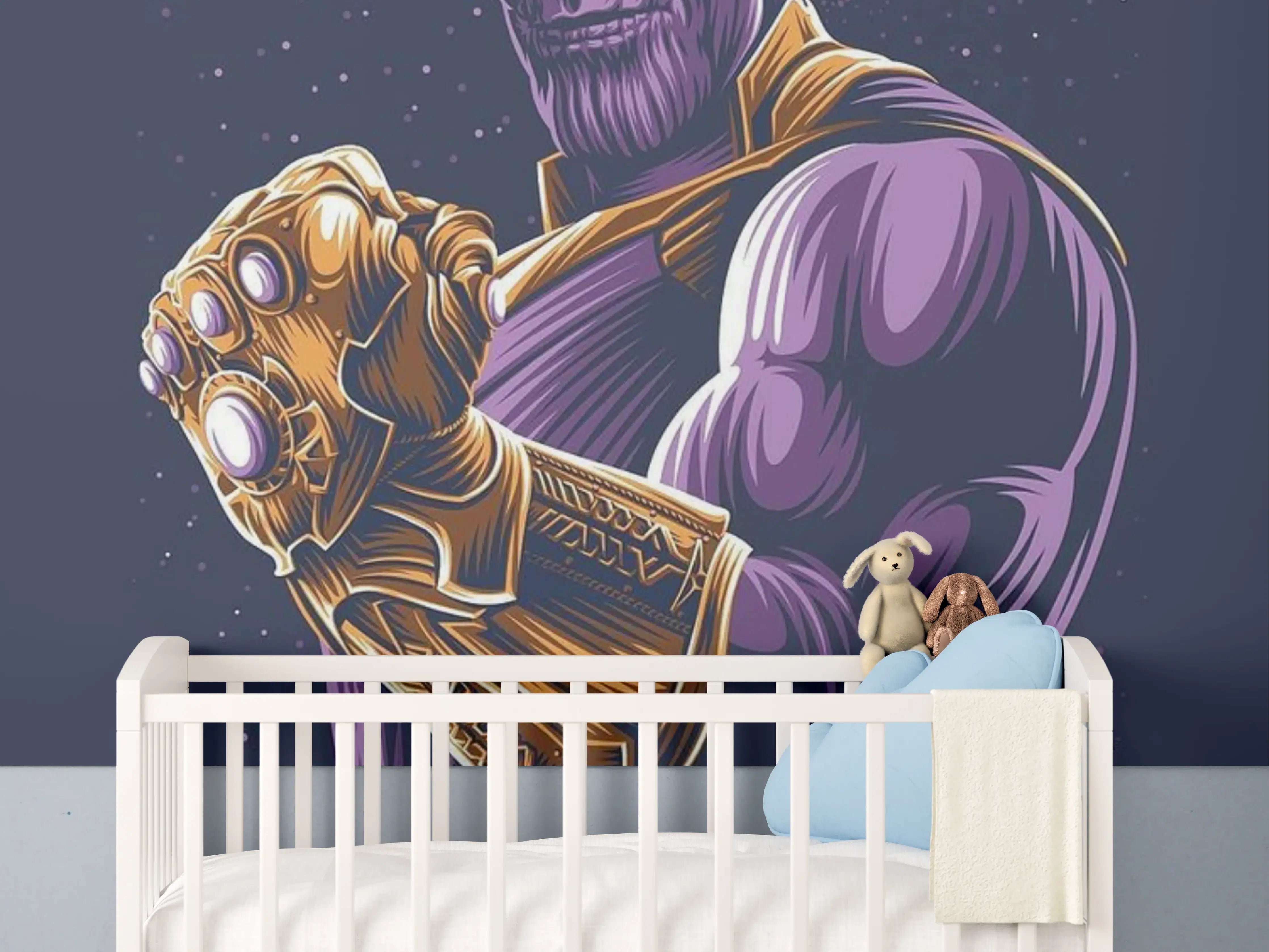 Babyzimmer Wandgestaltung - Thanos im Weltraum mit Infinity-Handschuh
