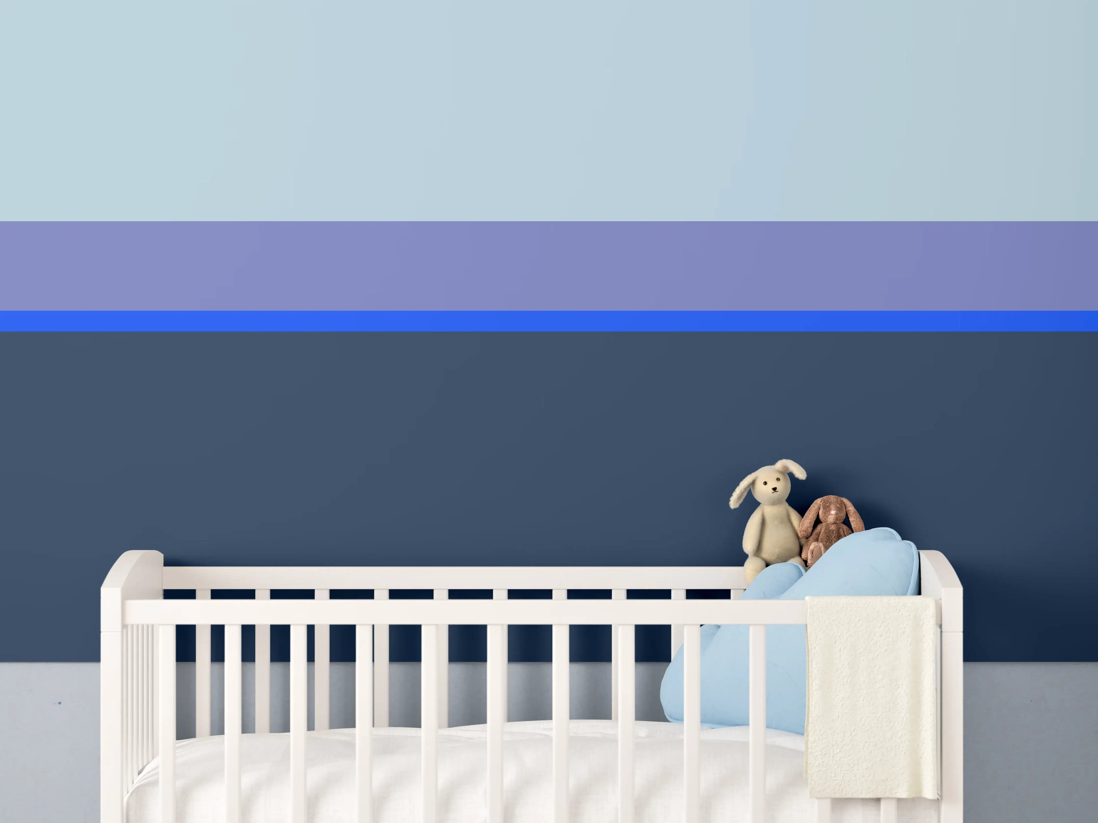 Babyzimmer Wandgestaltung - The Blues - Horizontal - Blueberry