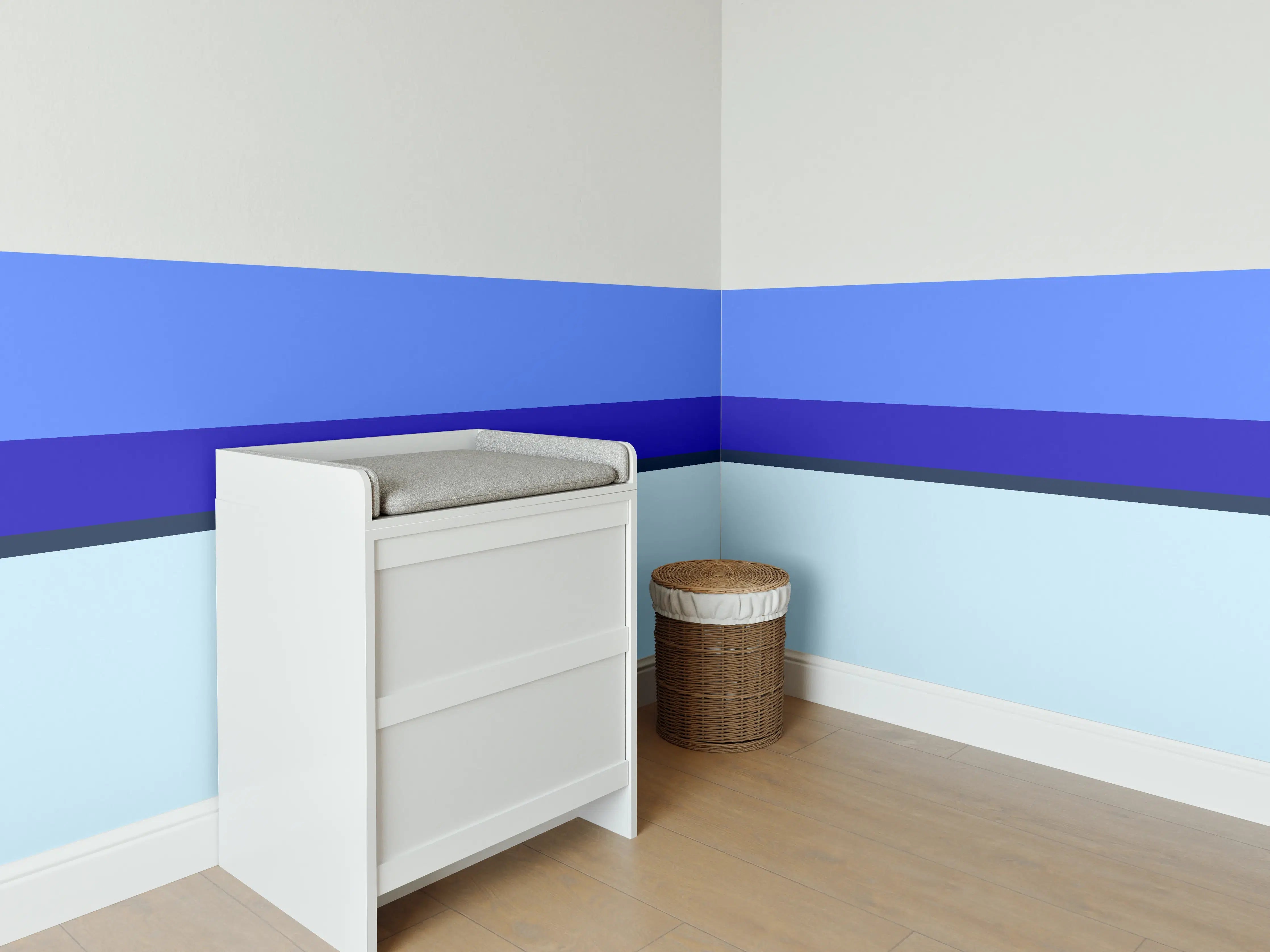 Babyzimmer Wandgestaltung - The Blues - Horizontal - Waterfall