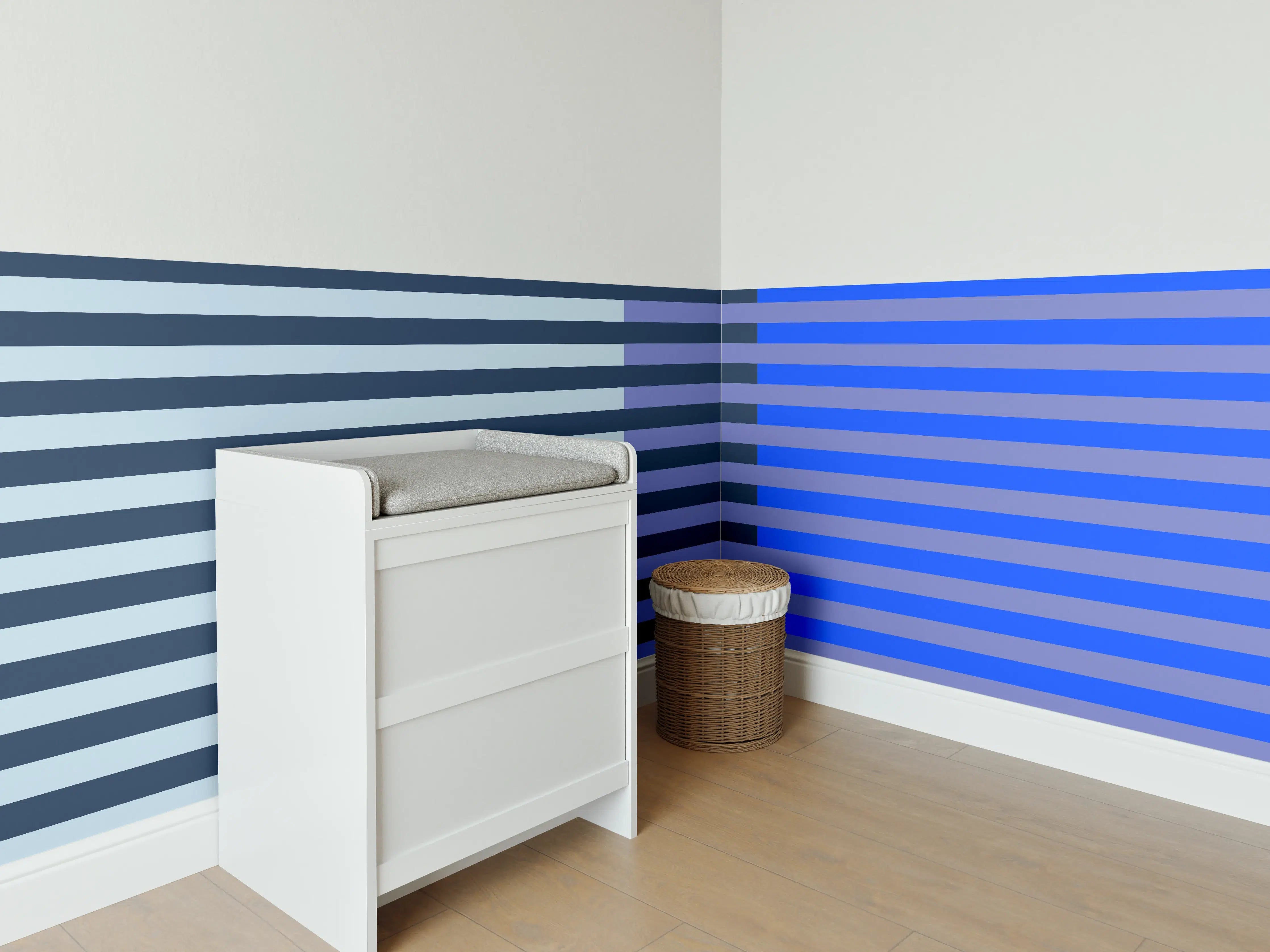 Babyzimmer Wandgestaltung - The Blues - Multy Stripes - Blueberry
