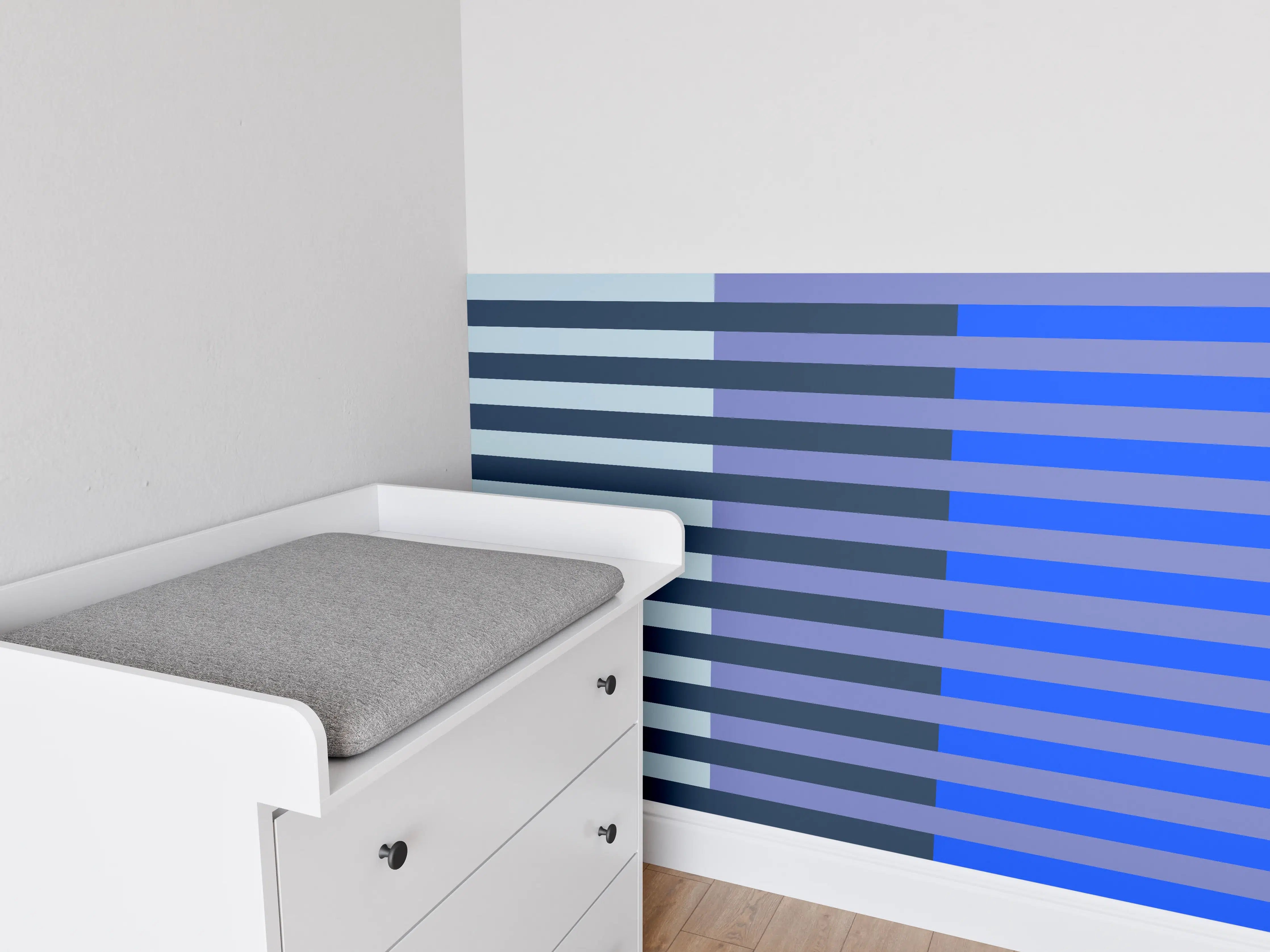 Babyzimmer Wandgestaltung - The Blues - Multy Stripes - Blueberry