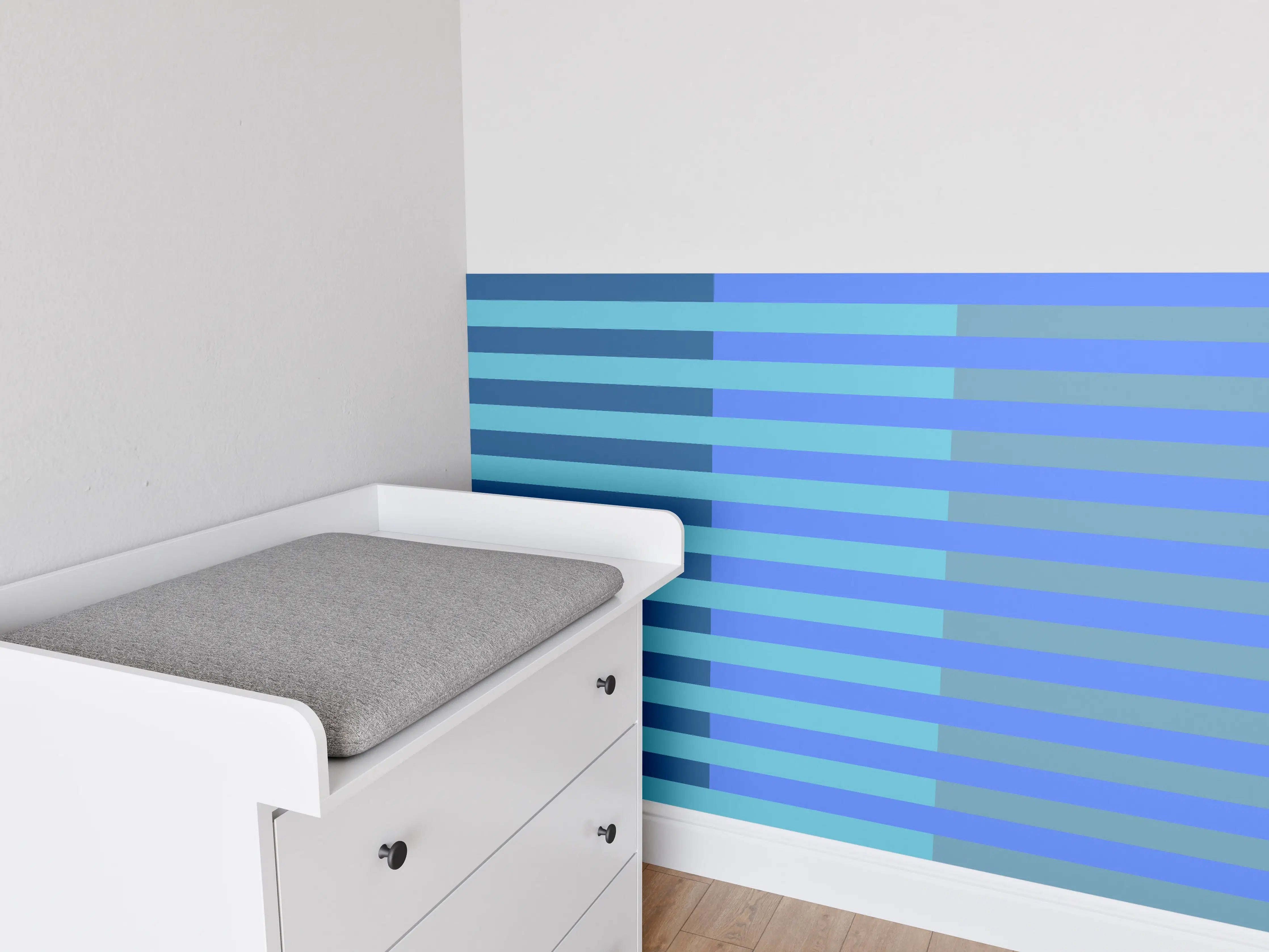 Babyzimmer Wandgestaltung - The Blues - Multy Stripes - Cornflower