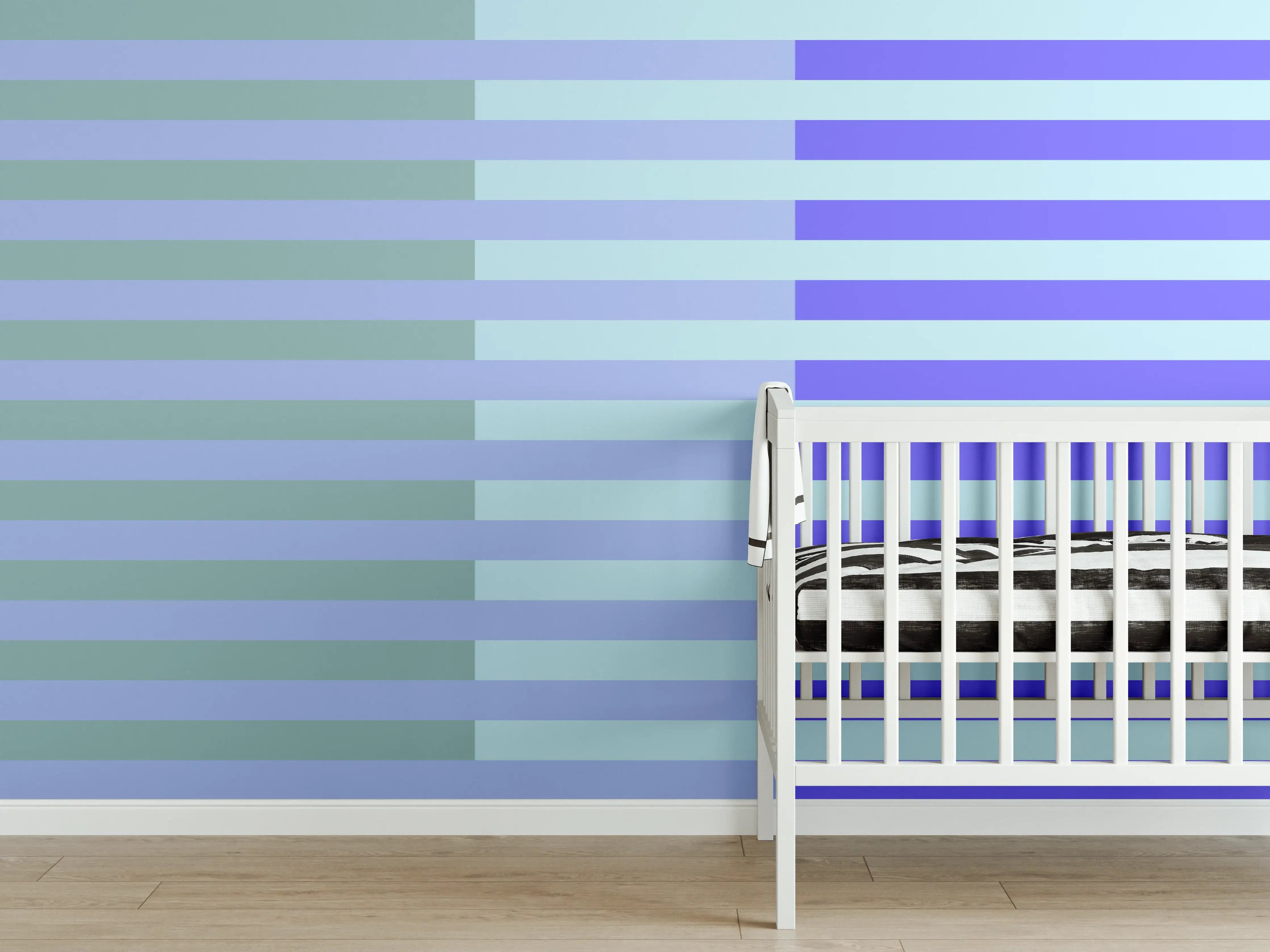 Babyzimmer Wandgestaltung - The Blues - Multy Stripes - Lavender