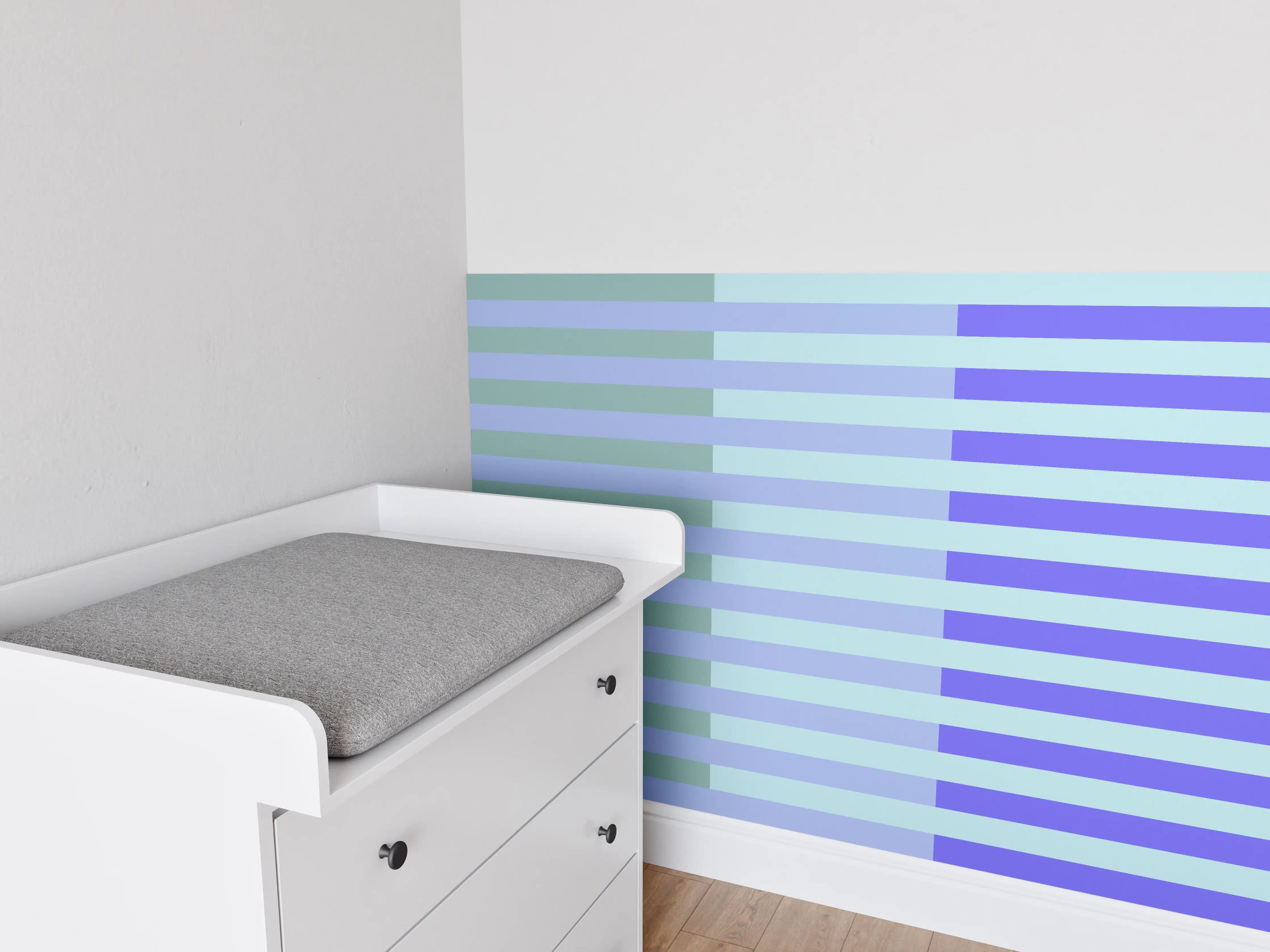 Babyzimmer Wandgestaltung - The Blues - Multy Stripes - Lavender
