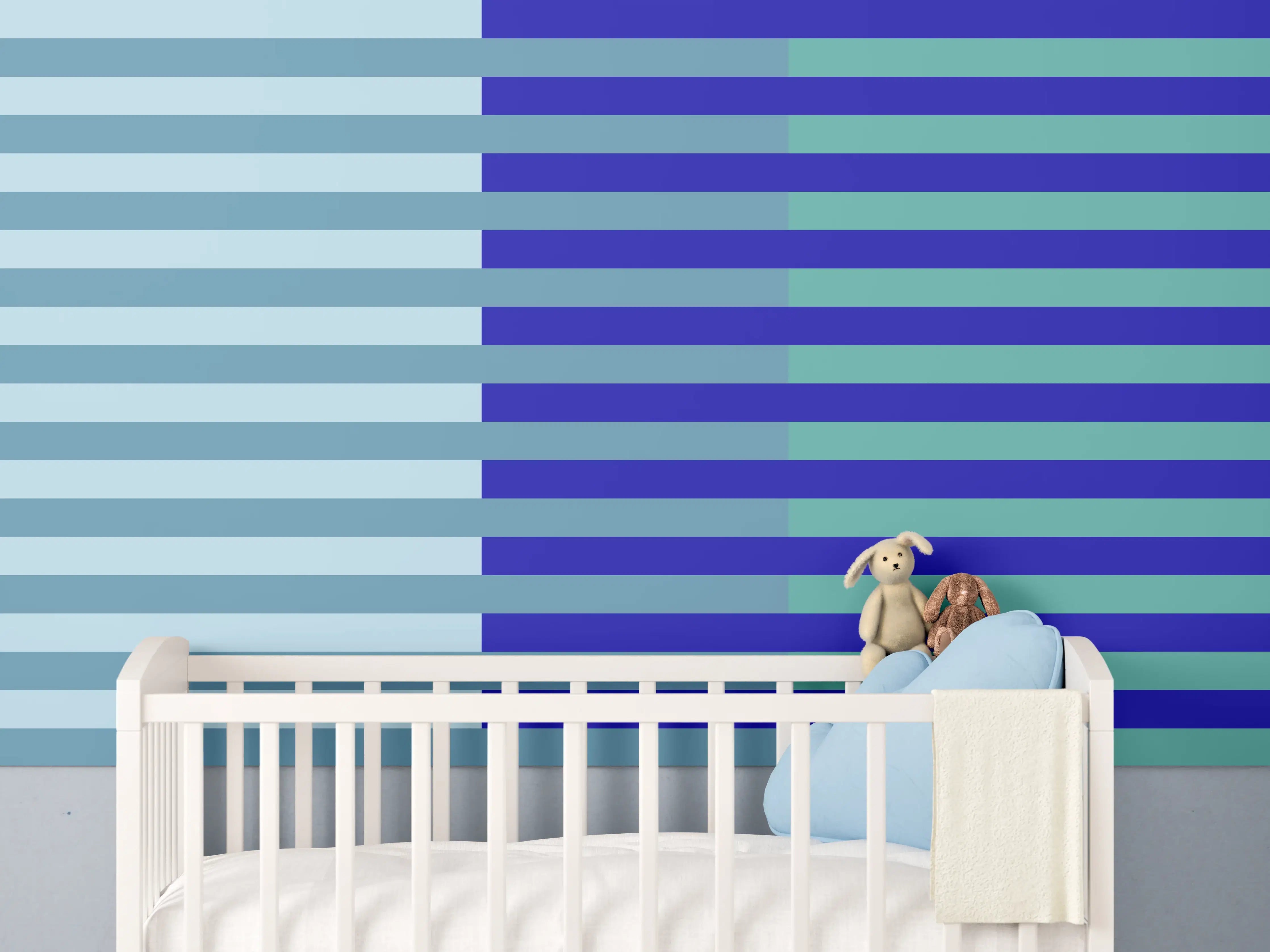 Babyzimmer Wandgestaltung - The Blues - Multy Stripes - Ocean