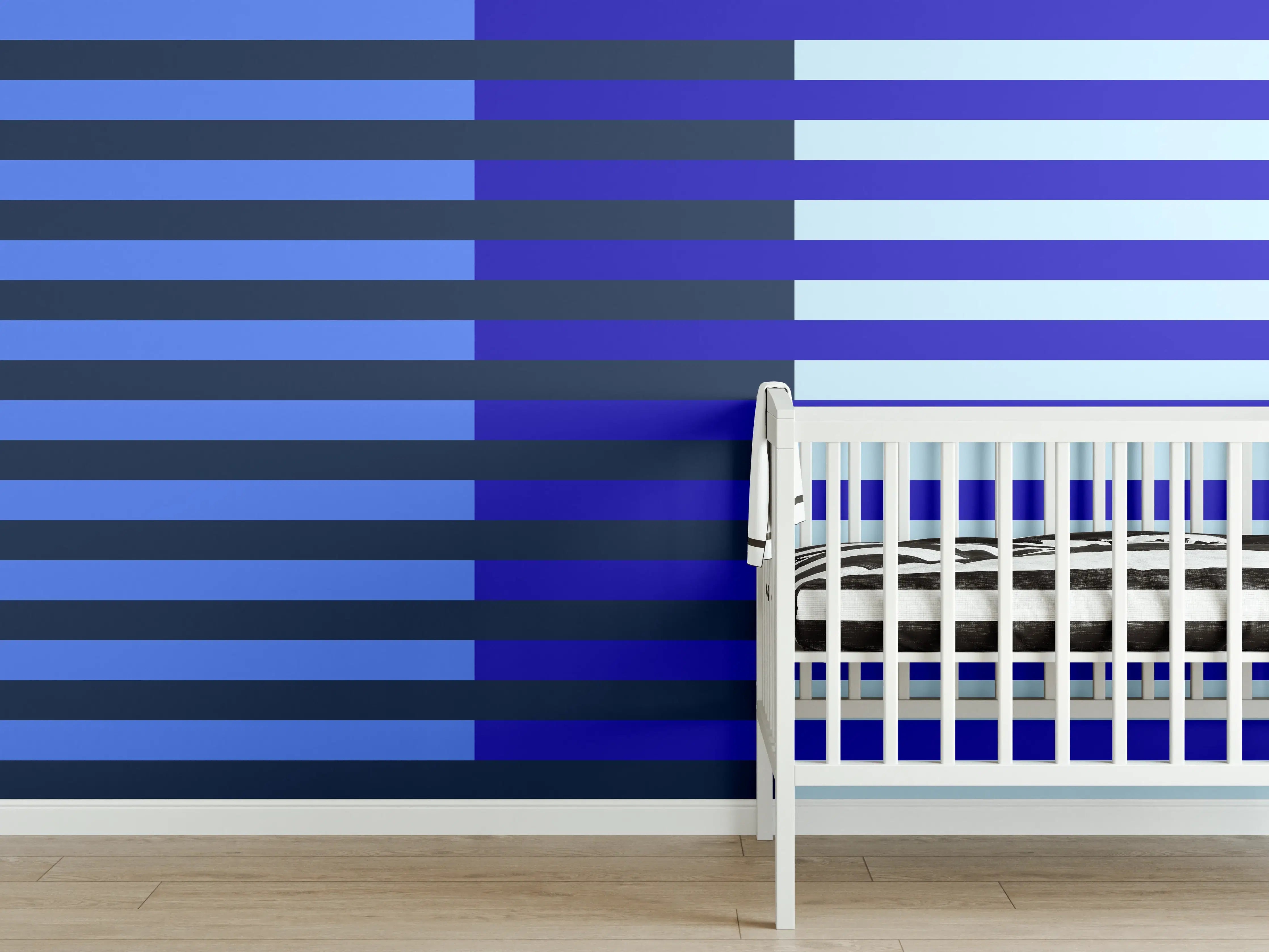 Babyzimmer Wandgestaltung - The Blues - Multy Stripes - Waterfall