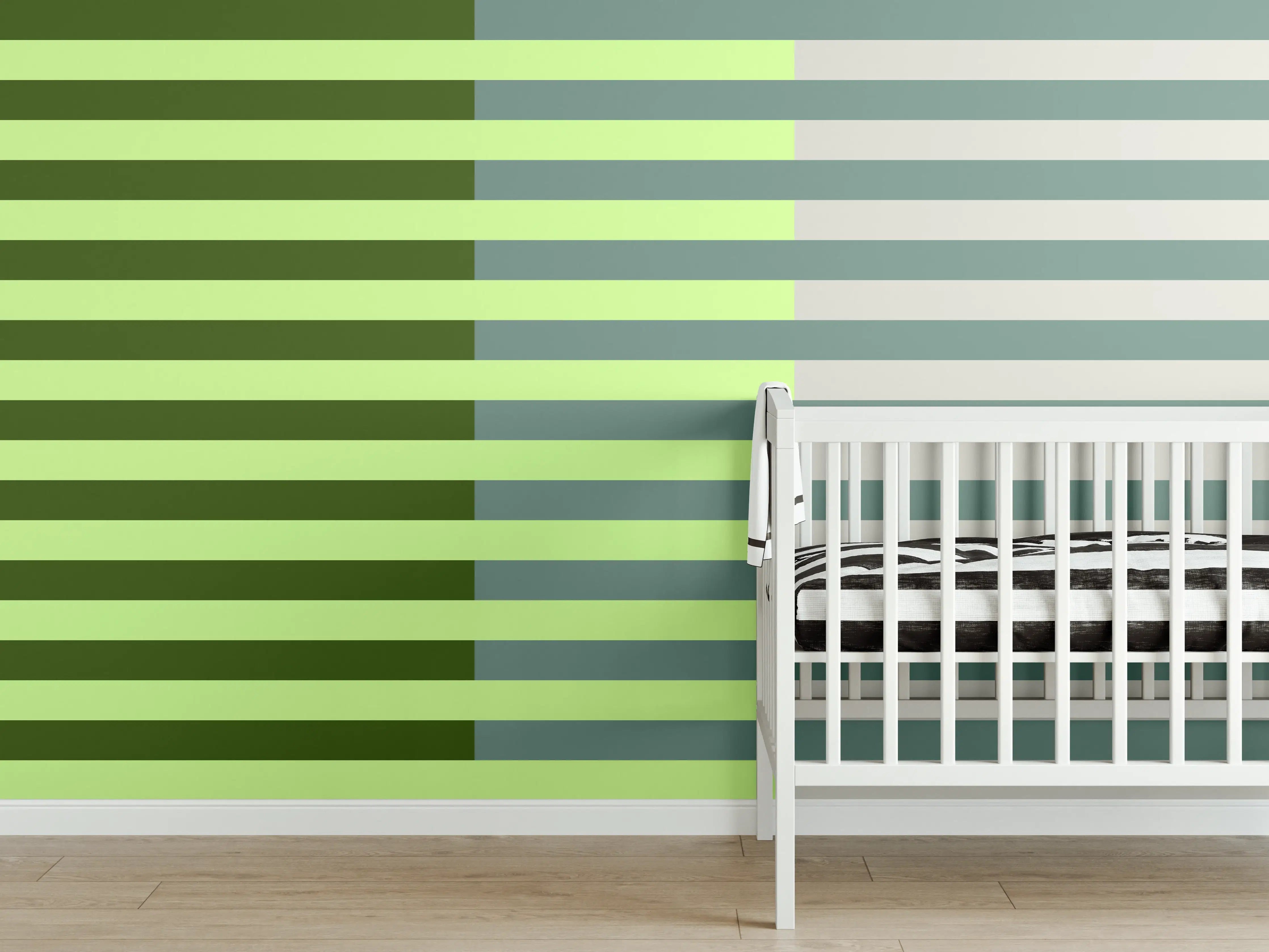 Babyzimmer Wandgestaltung - The Greens - Multy Stripes - Granny Smith
