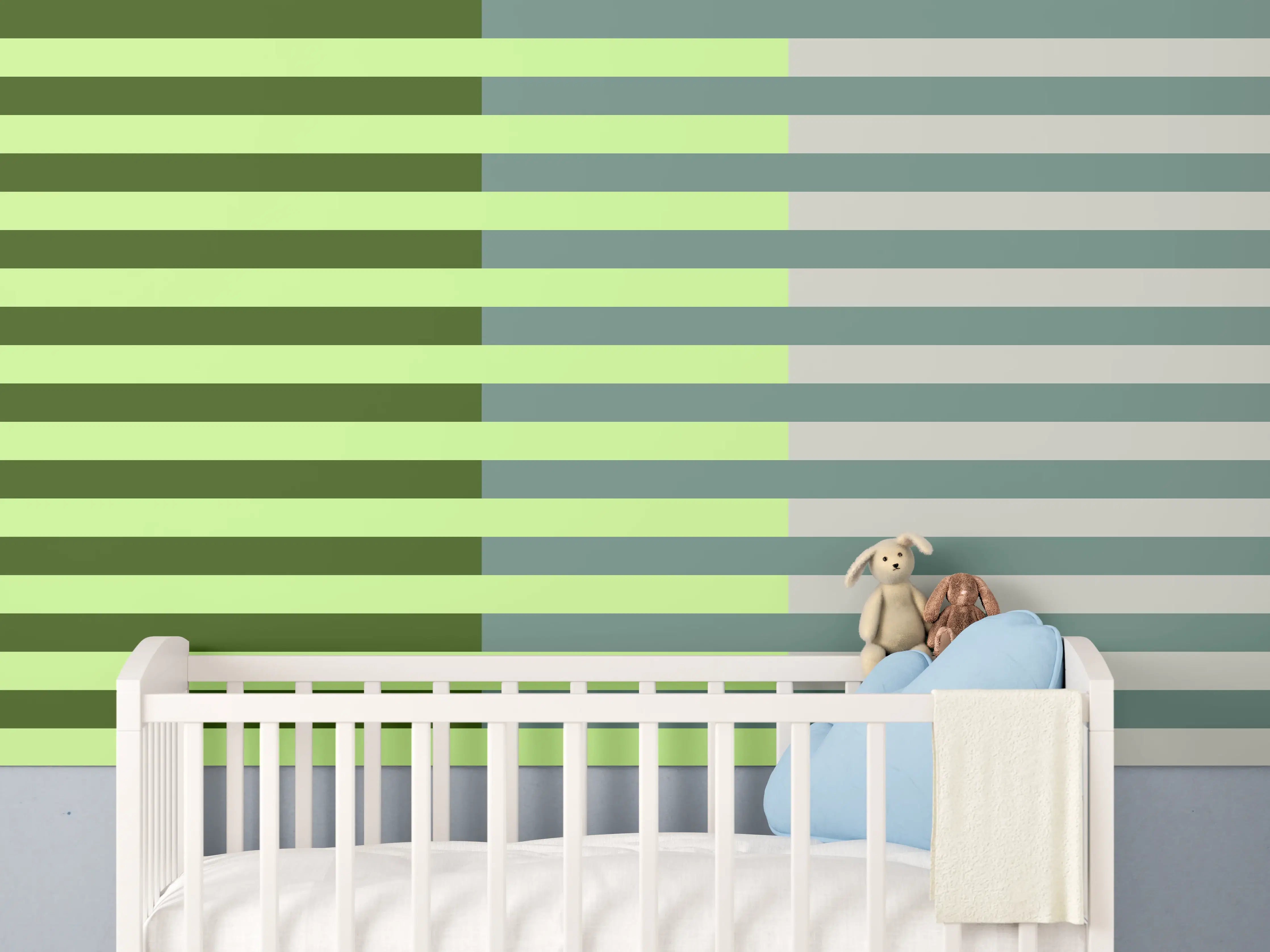 Babyzimmer Wandgestaltung - The Greens - Multy Stripes - Granny Smith
