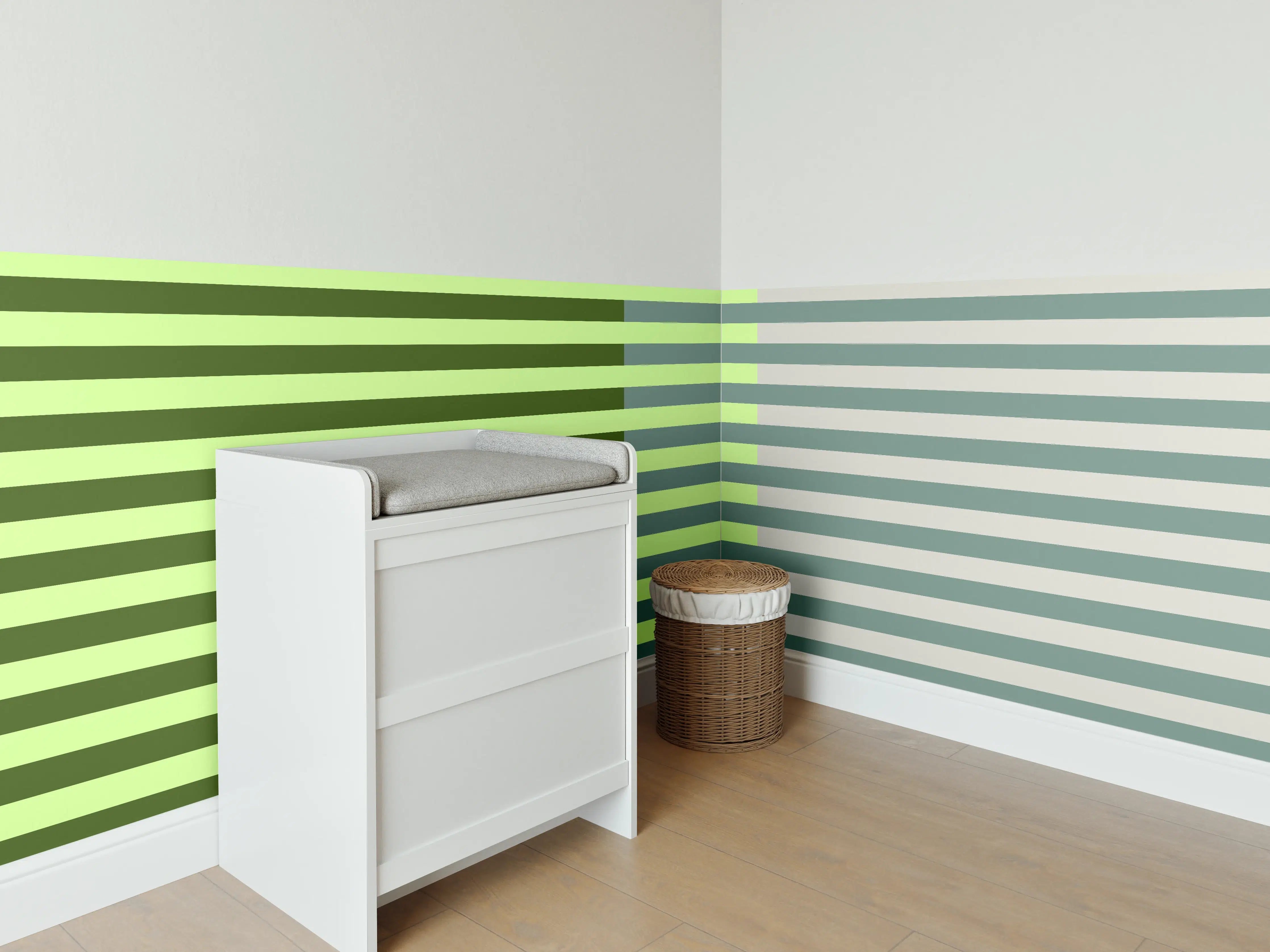 Babyzimmer Wandgestaltung - The Greens - Multy Stripes - Granny Smith
