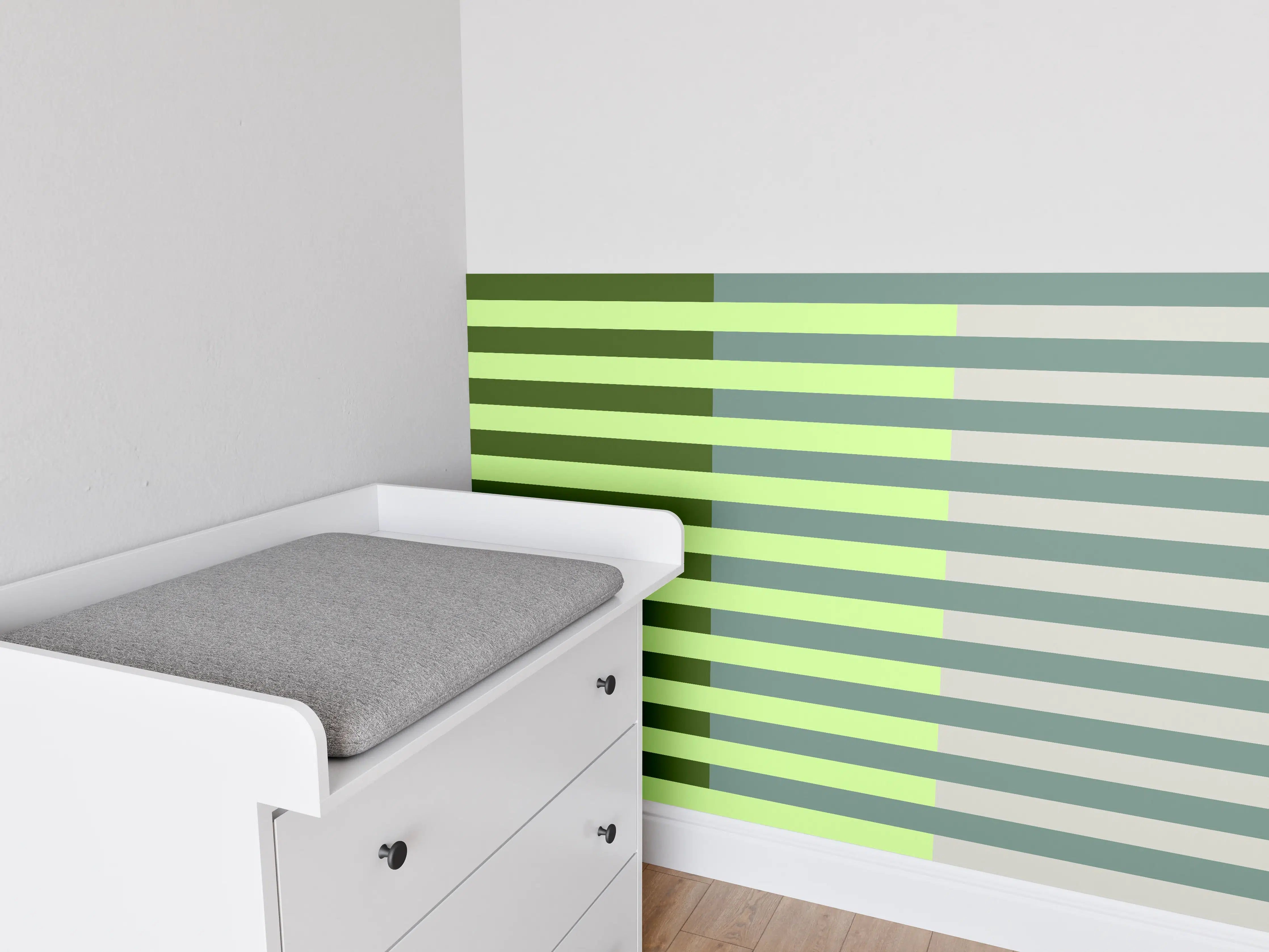 Babyzimmer Wandgestaltung - The Greens - Multy Stripes - Granny Smith