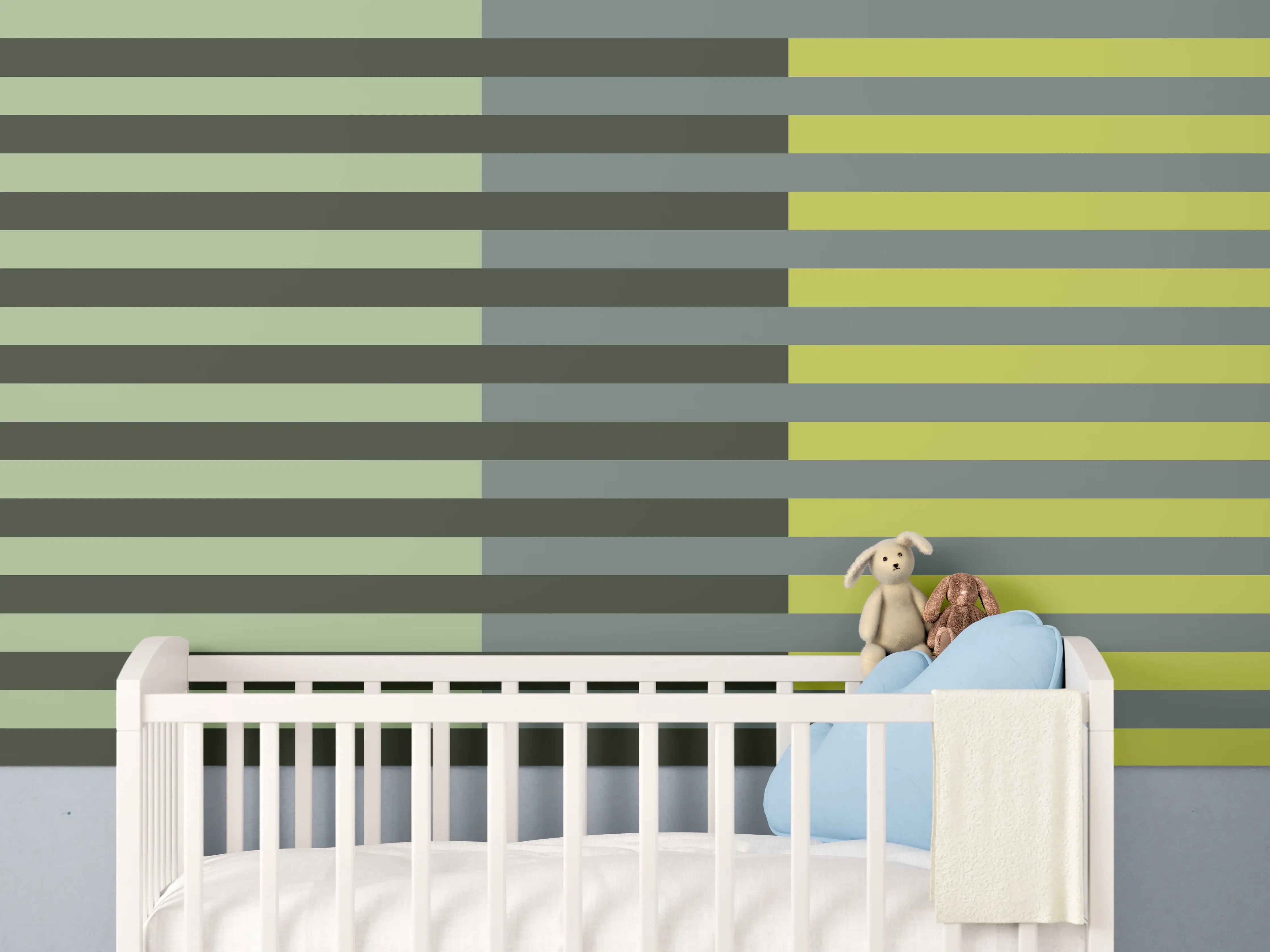 Babyzimmer Wandgestaltung - The Greens - Multy Stripes - Matcha
