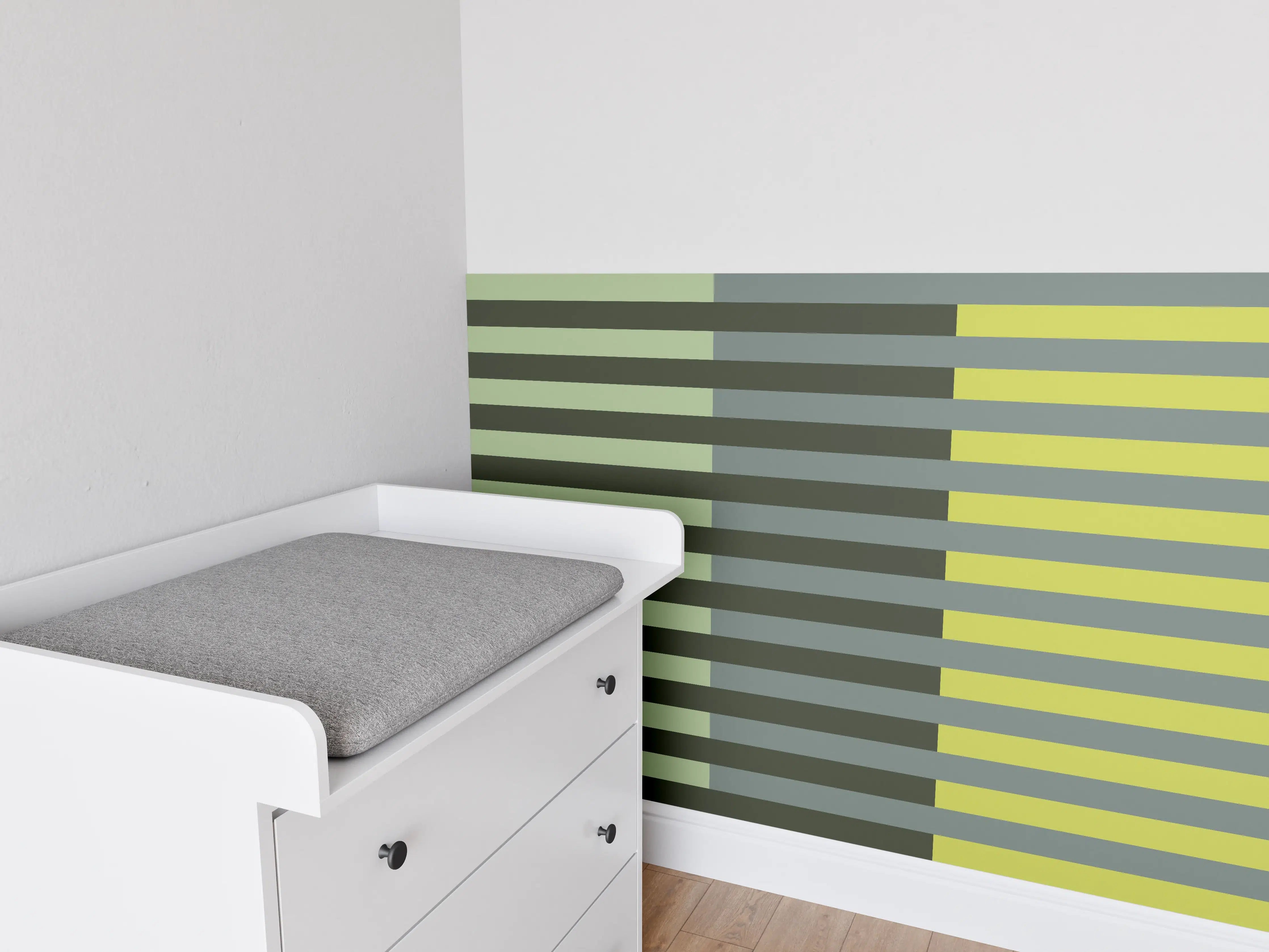 Babyzimmer Wandgestaltung - The Greens - Multy Stripes - Matcha